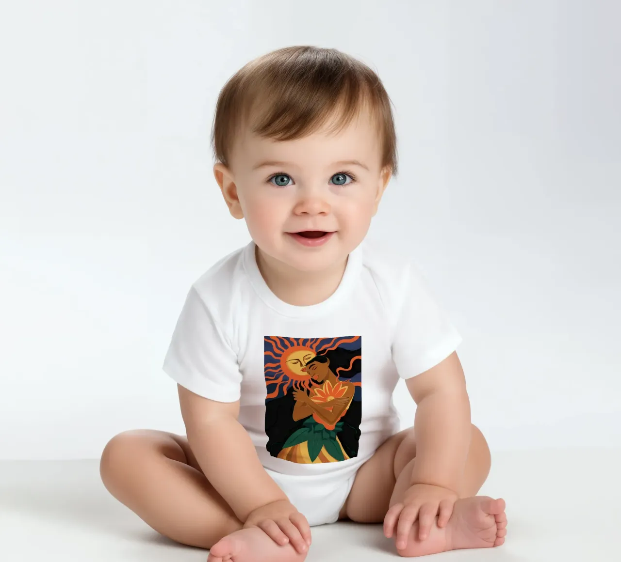 Sonnengöttin Blüte Kurzarm Babybody von Dream Gesso