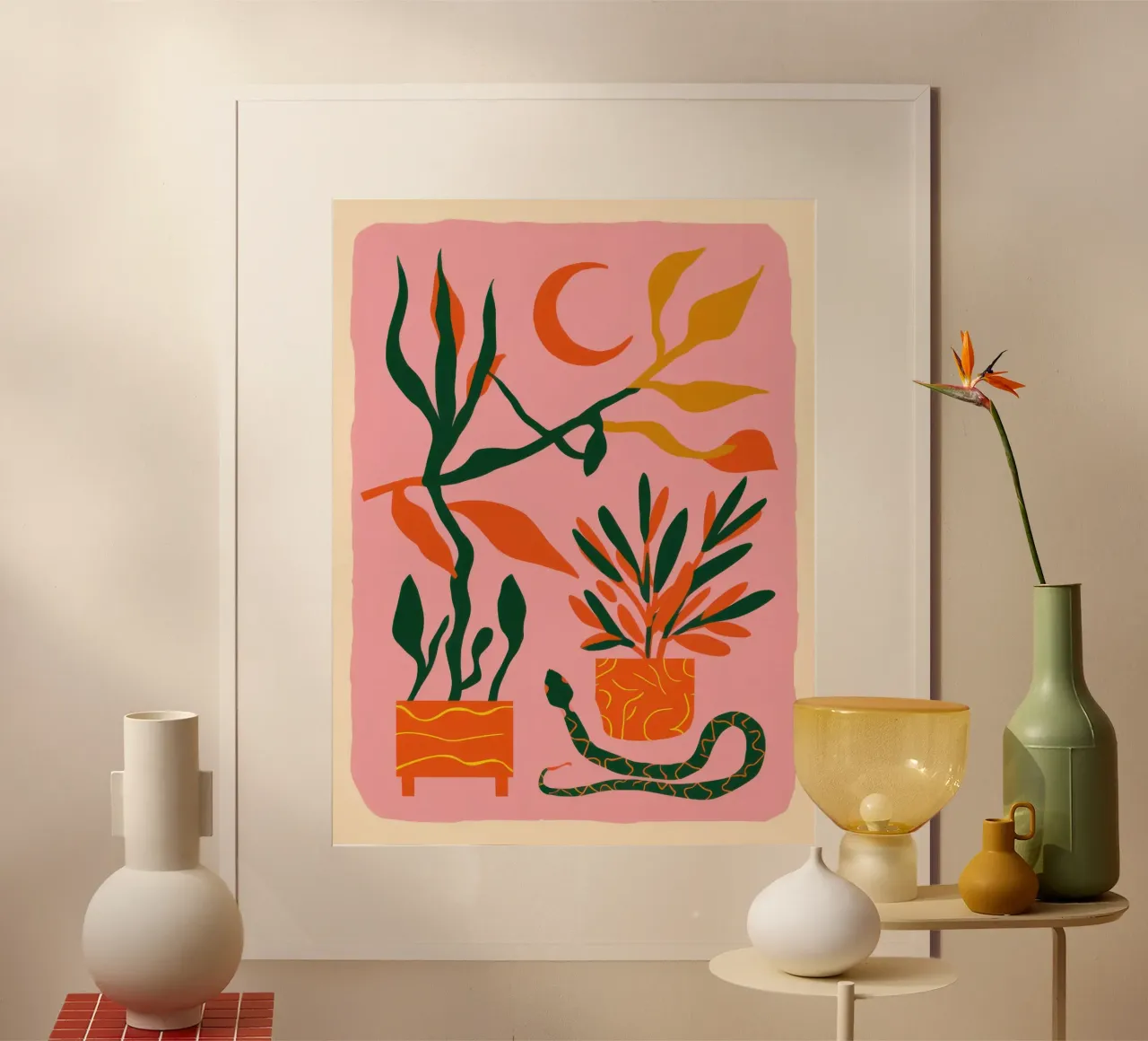 Botánicos de pared rosa poster de Ink Pulse