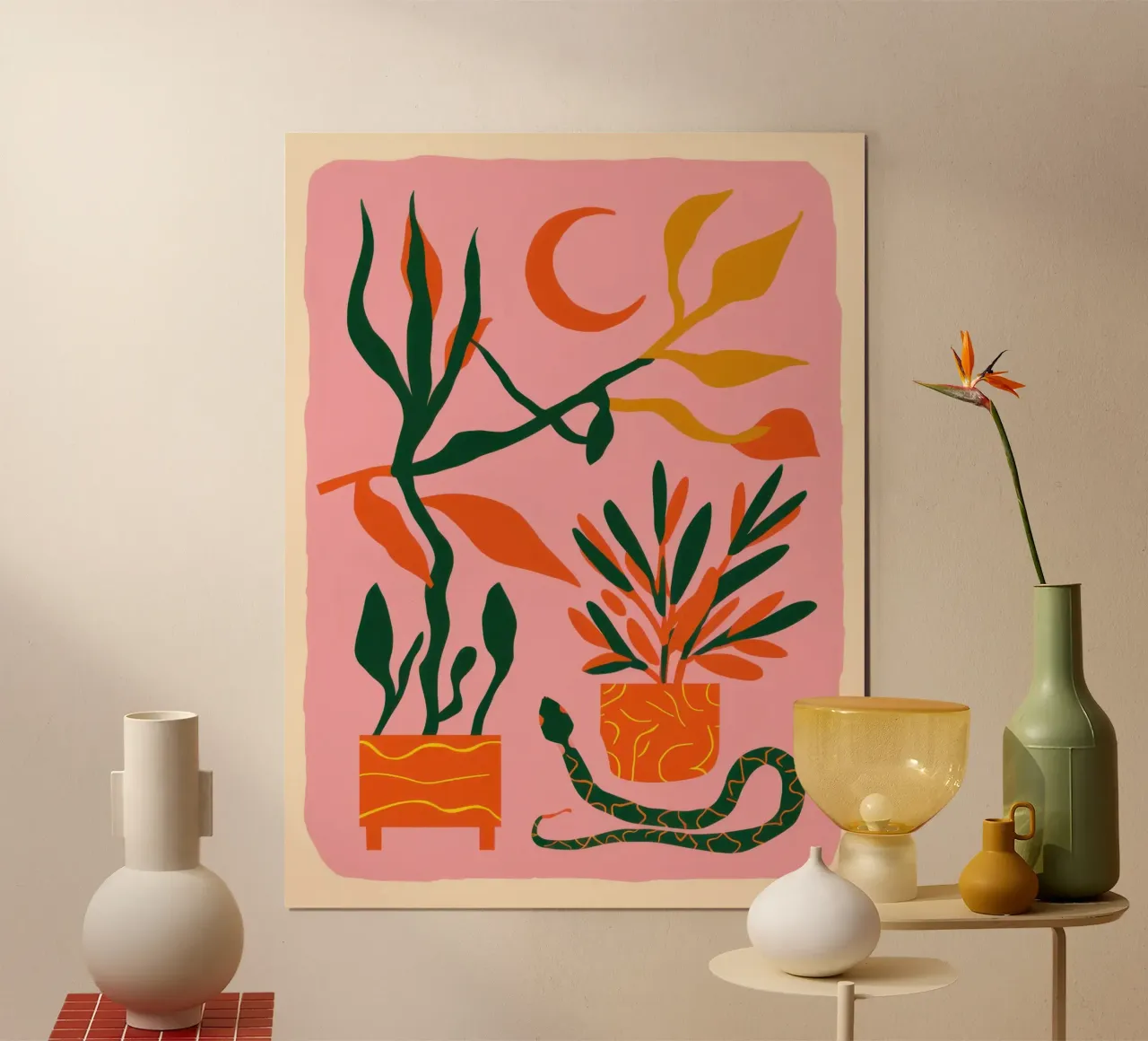 Botánicos de pared rosa poster de Ink Pulse