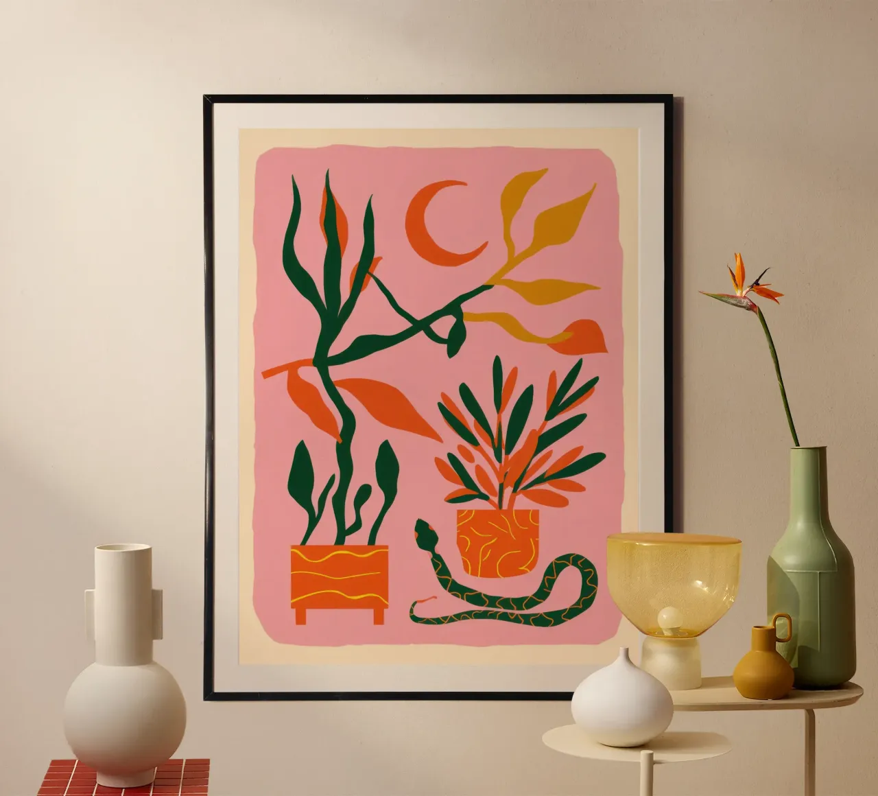 Botánicos de pared rosa poster de Ink Pulse