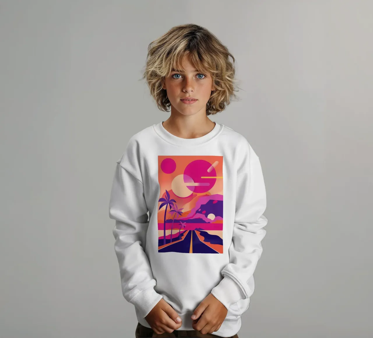 Sunset's Crimson Road kids sweatshirt by Rain Balance