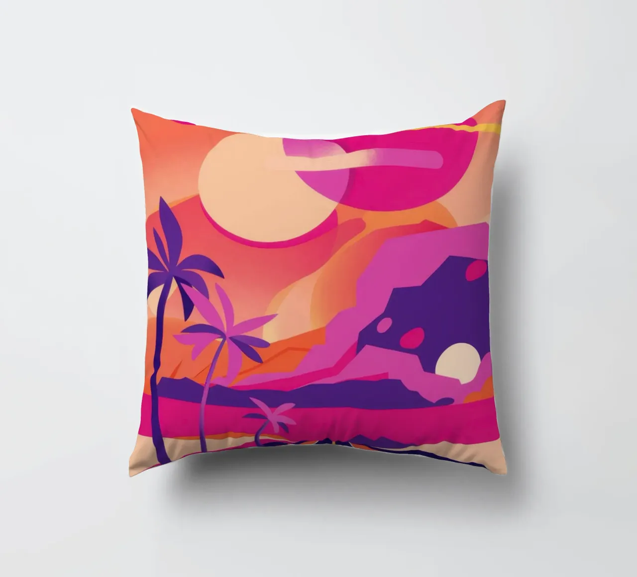 Sunset's Crimson Road decorative cushion by Rain Balance