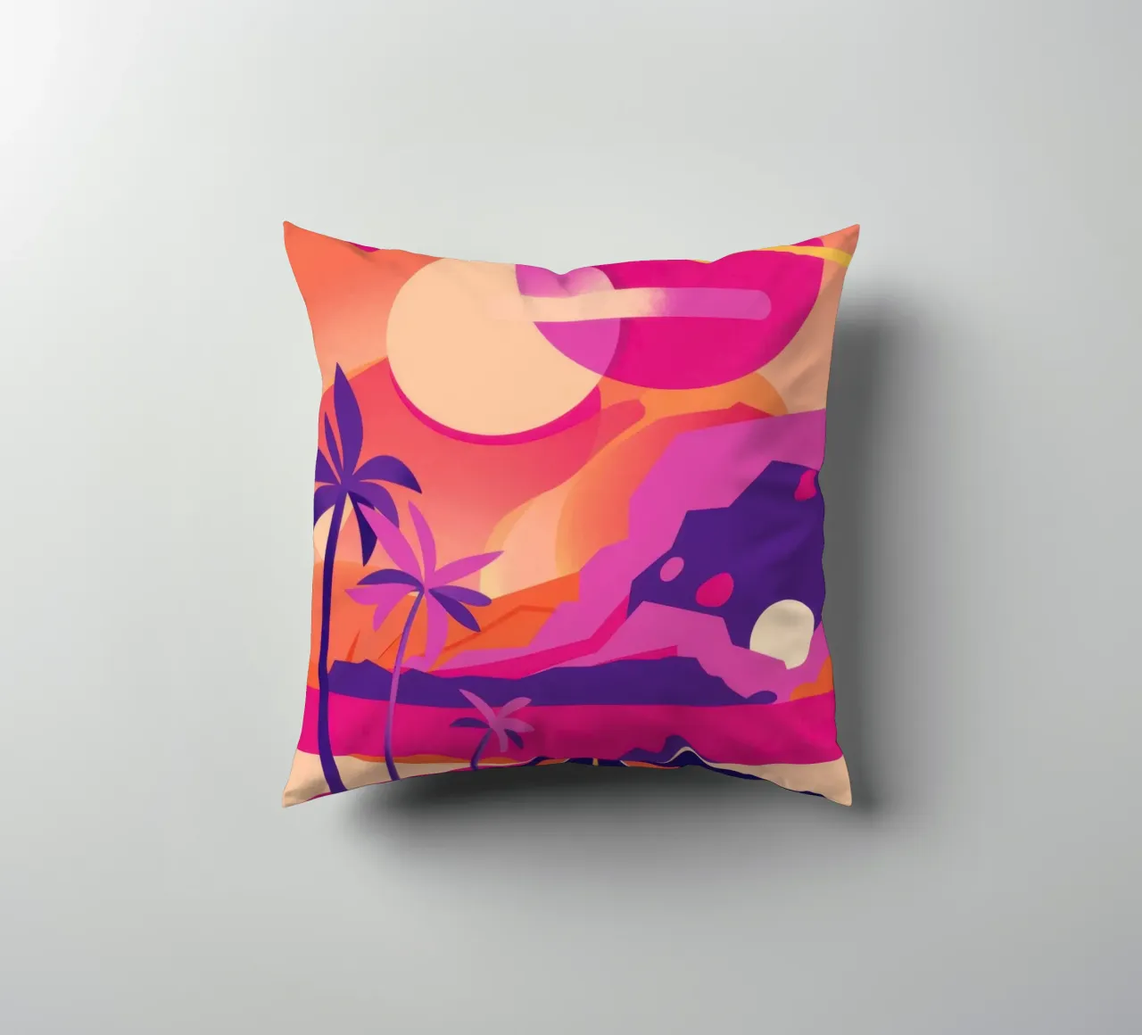 Sunset's Crimson Road decorative cushion by Rain Balance