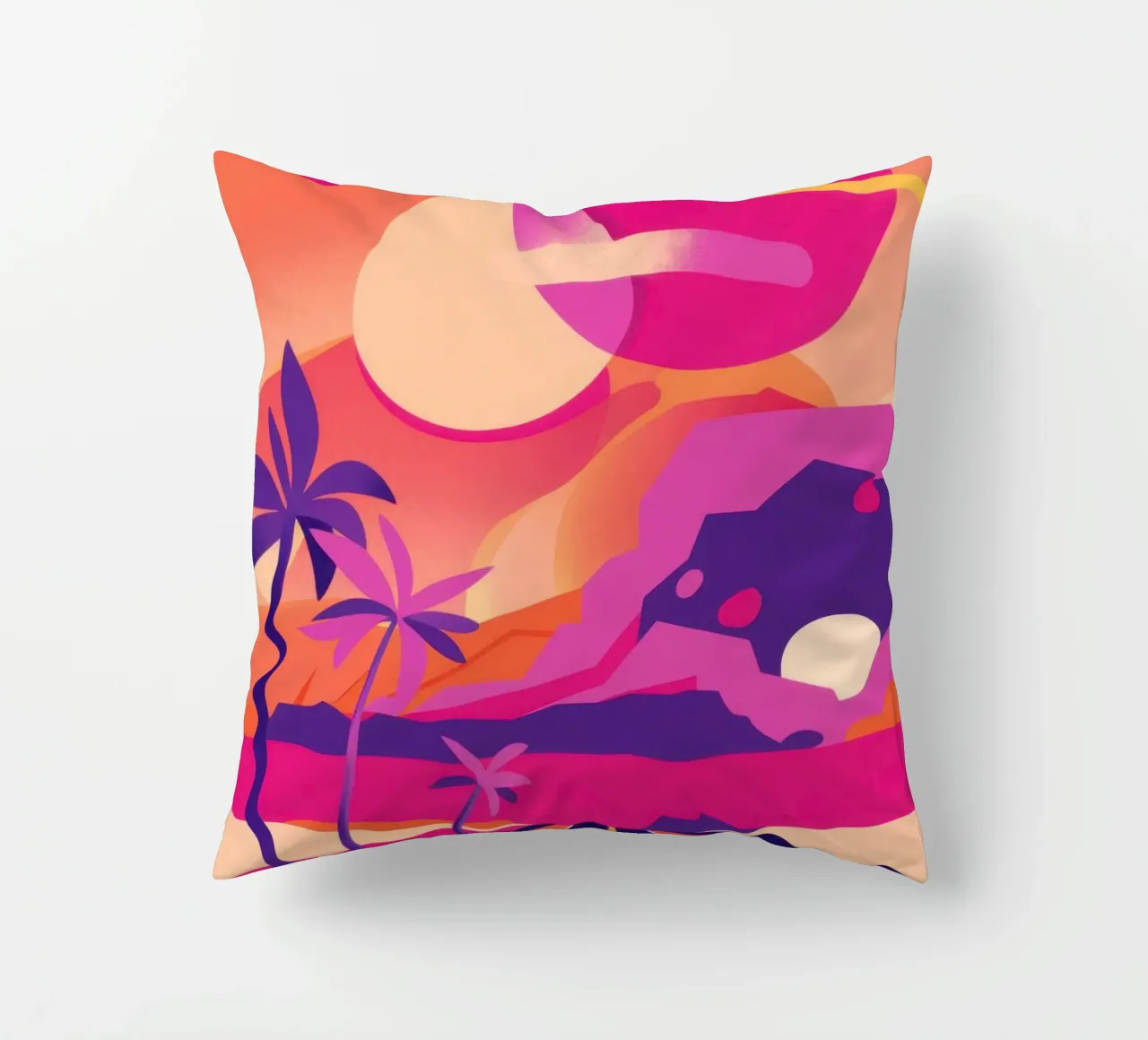 Sunset's Crimson Road decorative cushion by Rain Balance