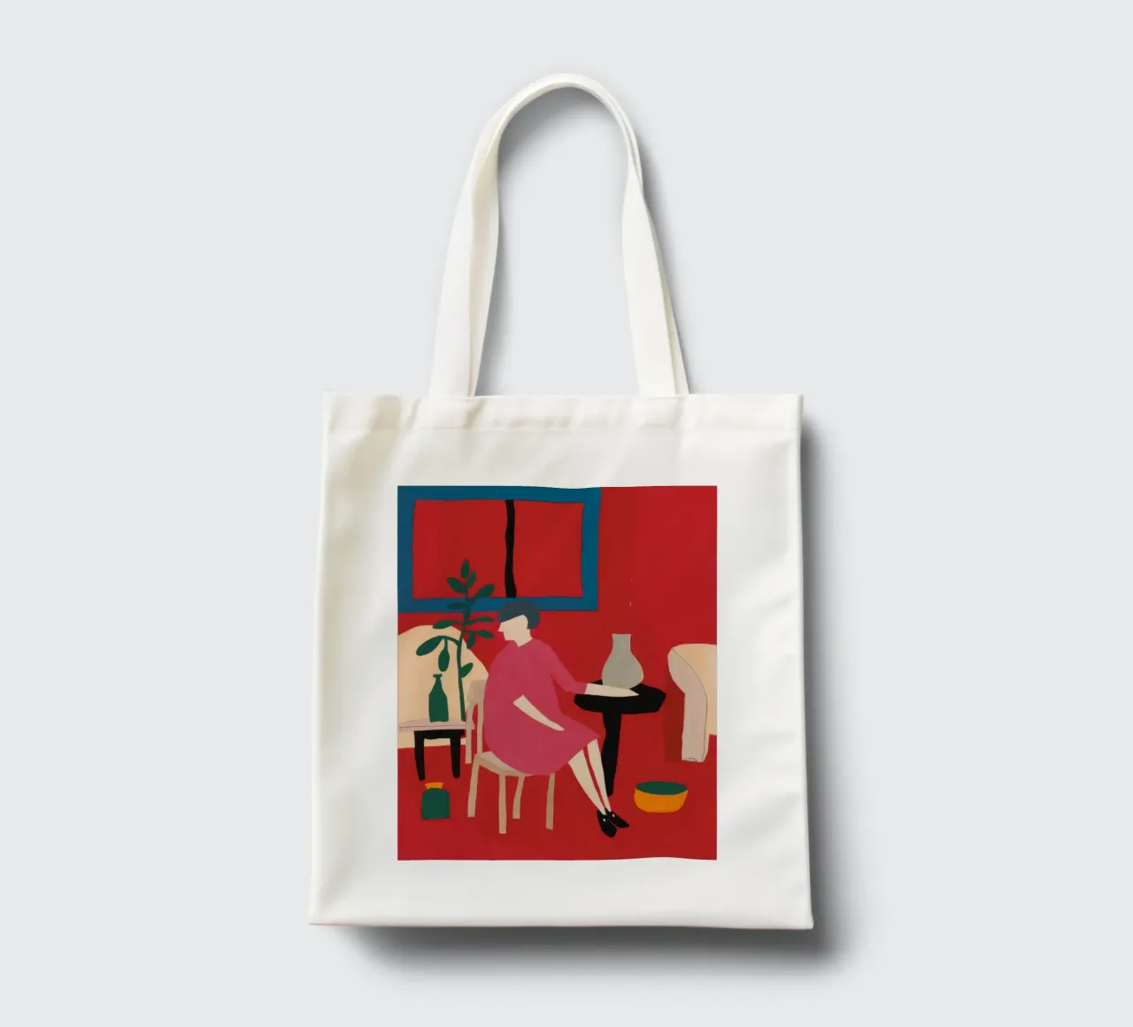 Donna in camera rossa borsa in juta da Flock Reverie