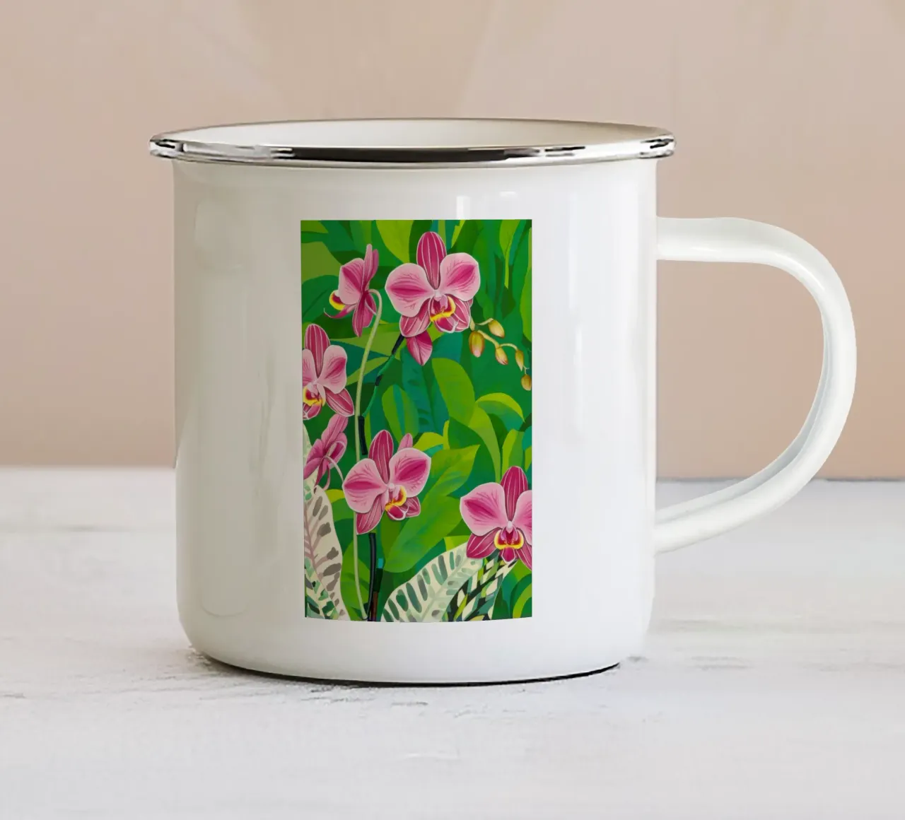 Profondità della giungla delle orchidee tazza in smalto da Ink Pulse