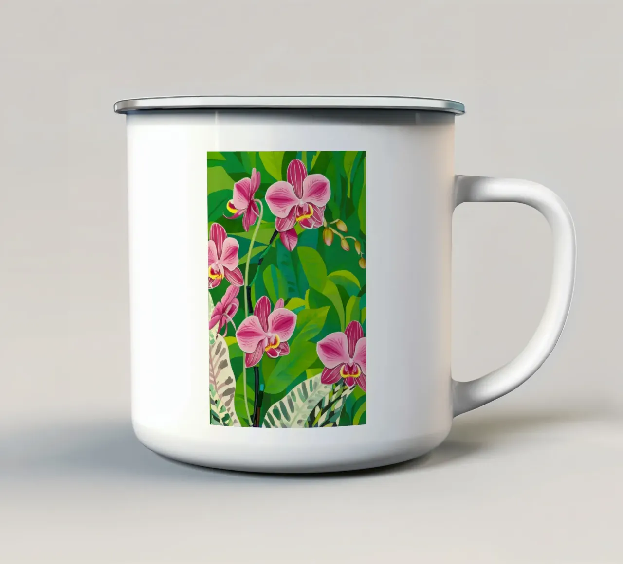 Profondità della giungla delle orchidee tazza in smalto da Ink Pulse