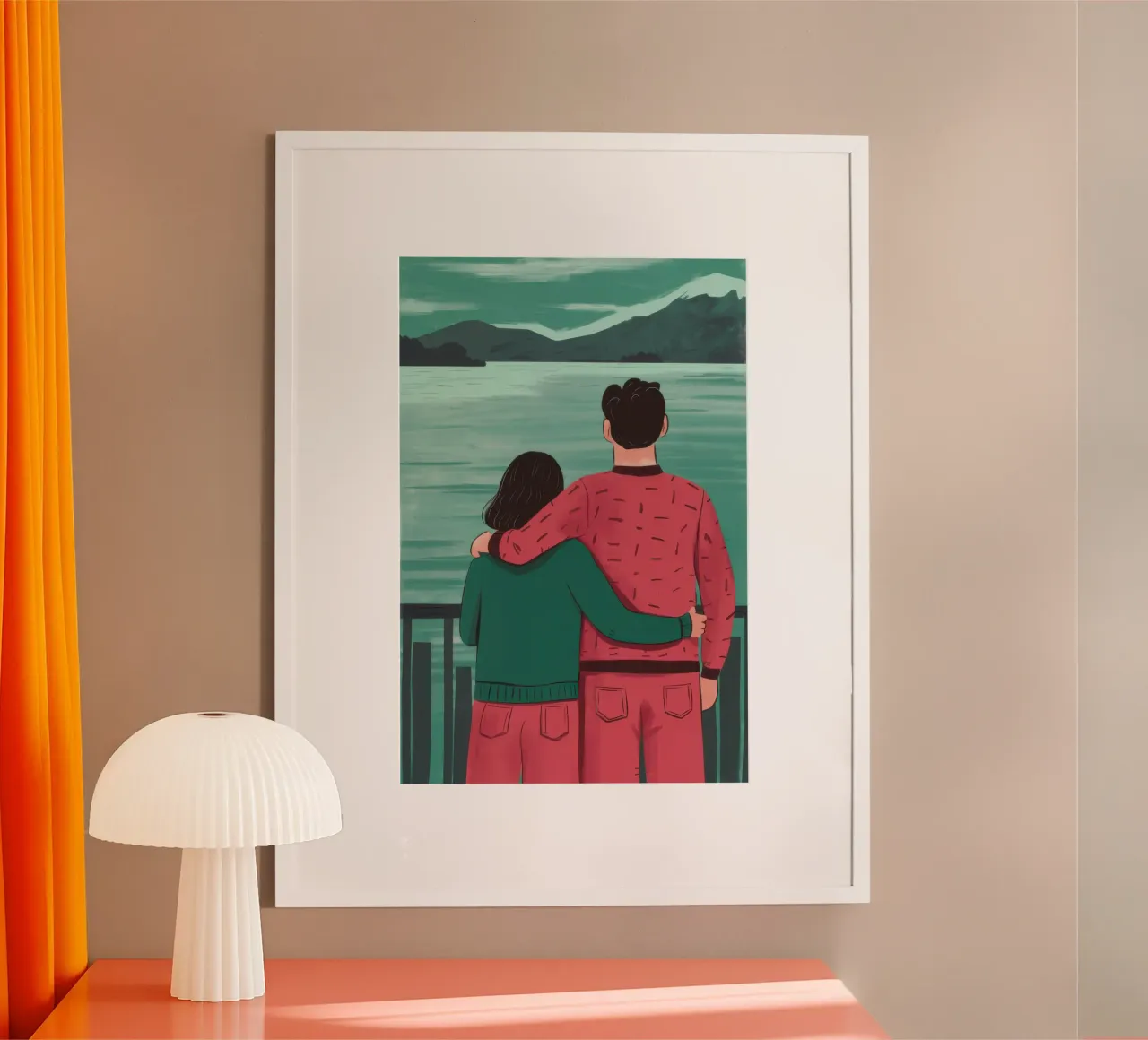 Abbraccio del balcone alpino poster con telaio in legno da Giant Foxs
