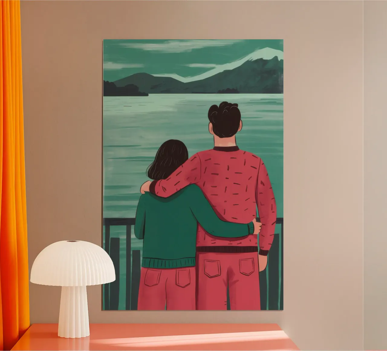 Abbraccio del balcone alpino poster con telaio in legno da Giant Foxs