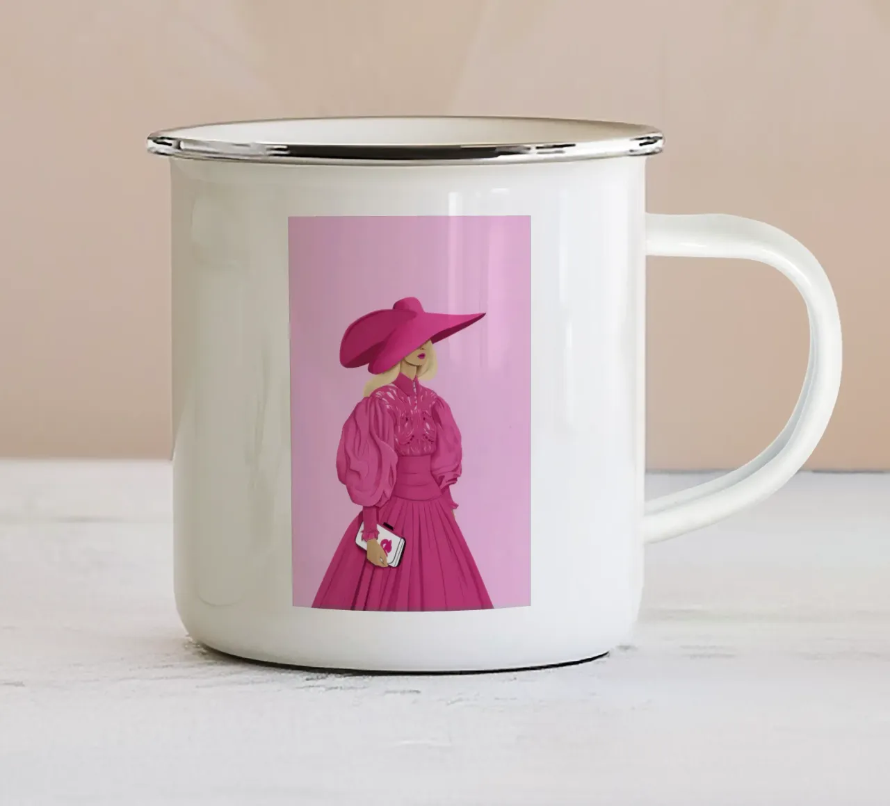 Il grande contegno di Magenta tazza in smalto da Rain Balance