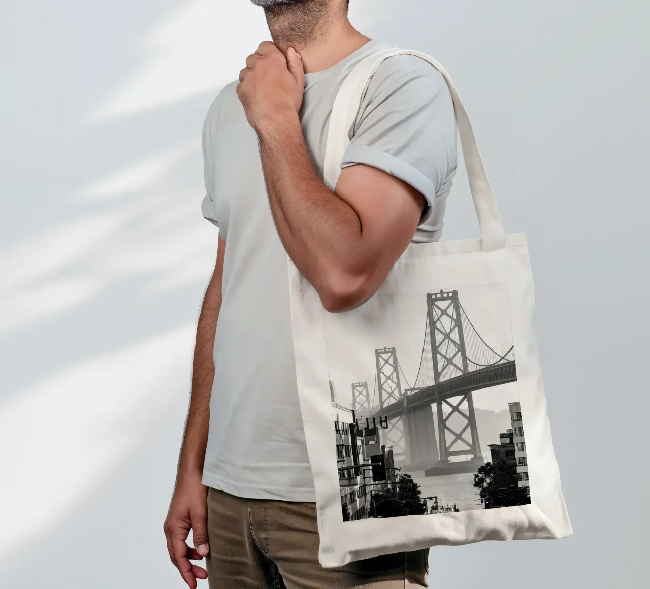 Bay Bridge Black and White tote bag by Black And White