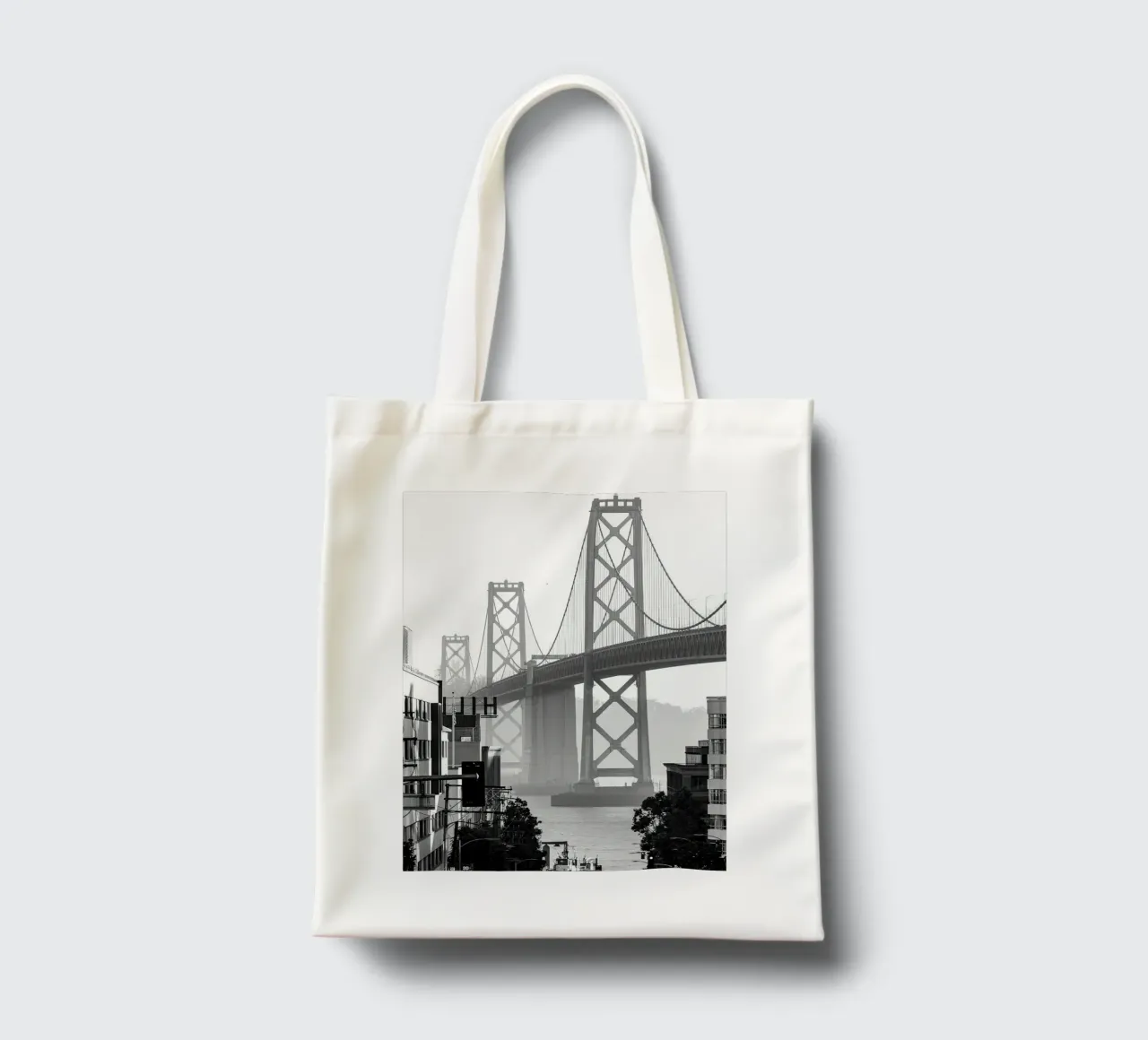 Bay Bridge Black and White tote bag by Black And White