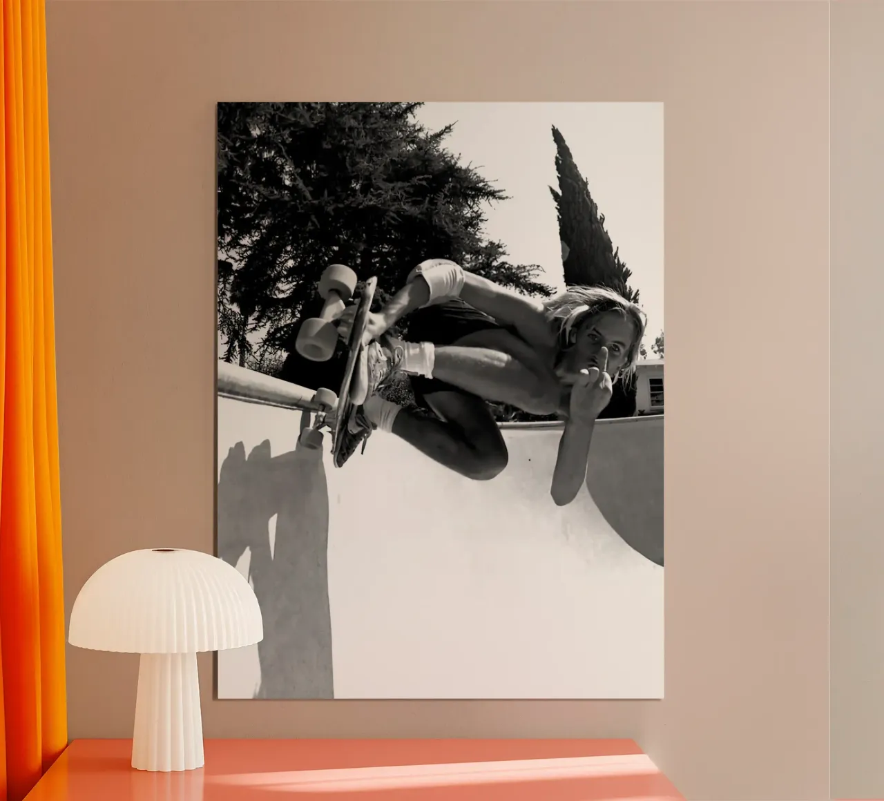 The F You Skateboard poster with wooden frame by Black And White