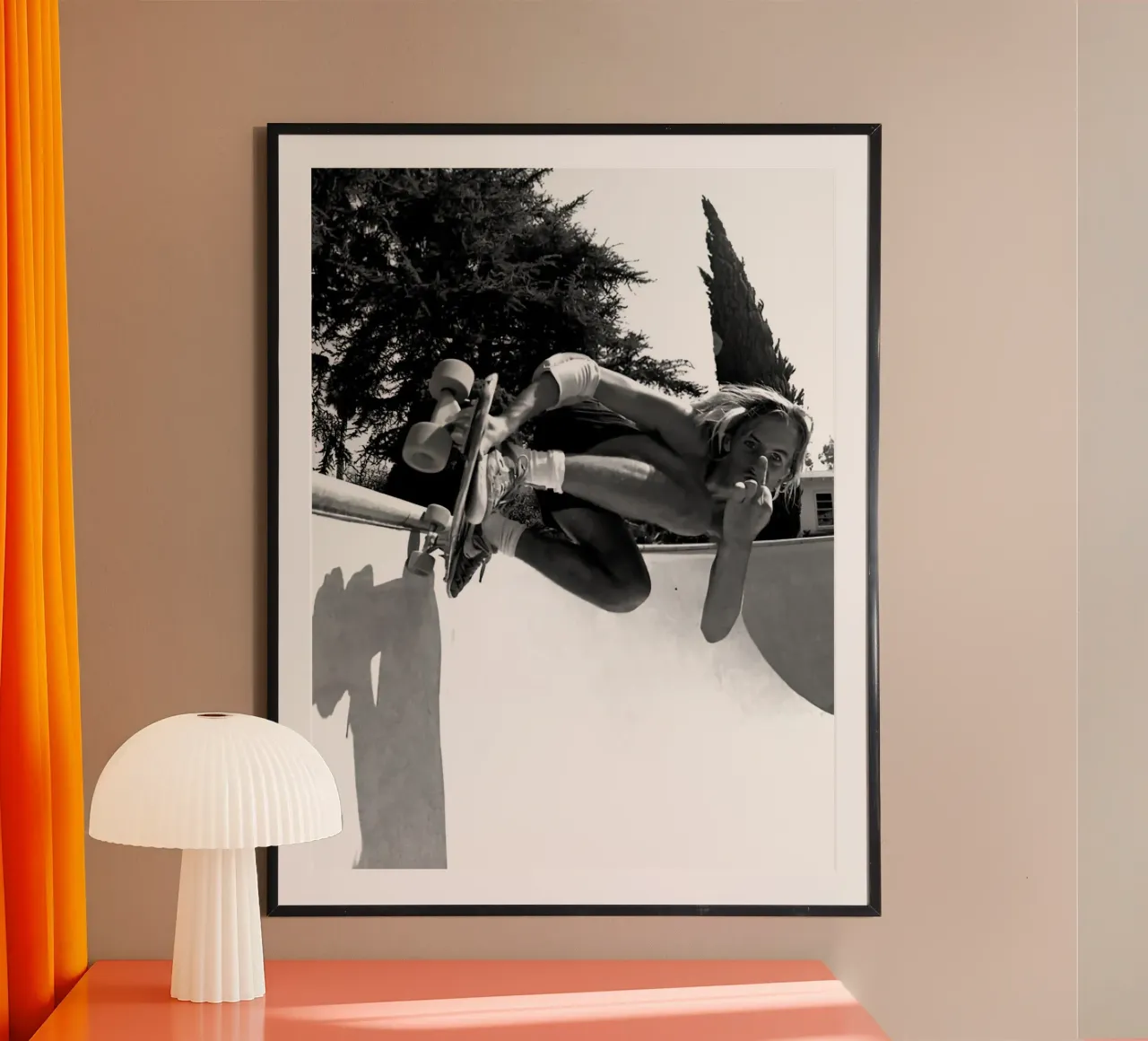 The F You Skateboard poster with wooden frame by Black And White