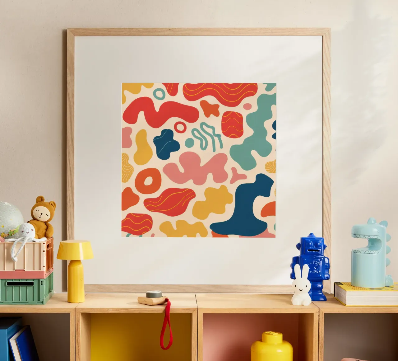 Carnevale dalle forme giocose poster con telaio in legno da Dream Gesso