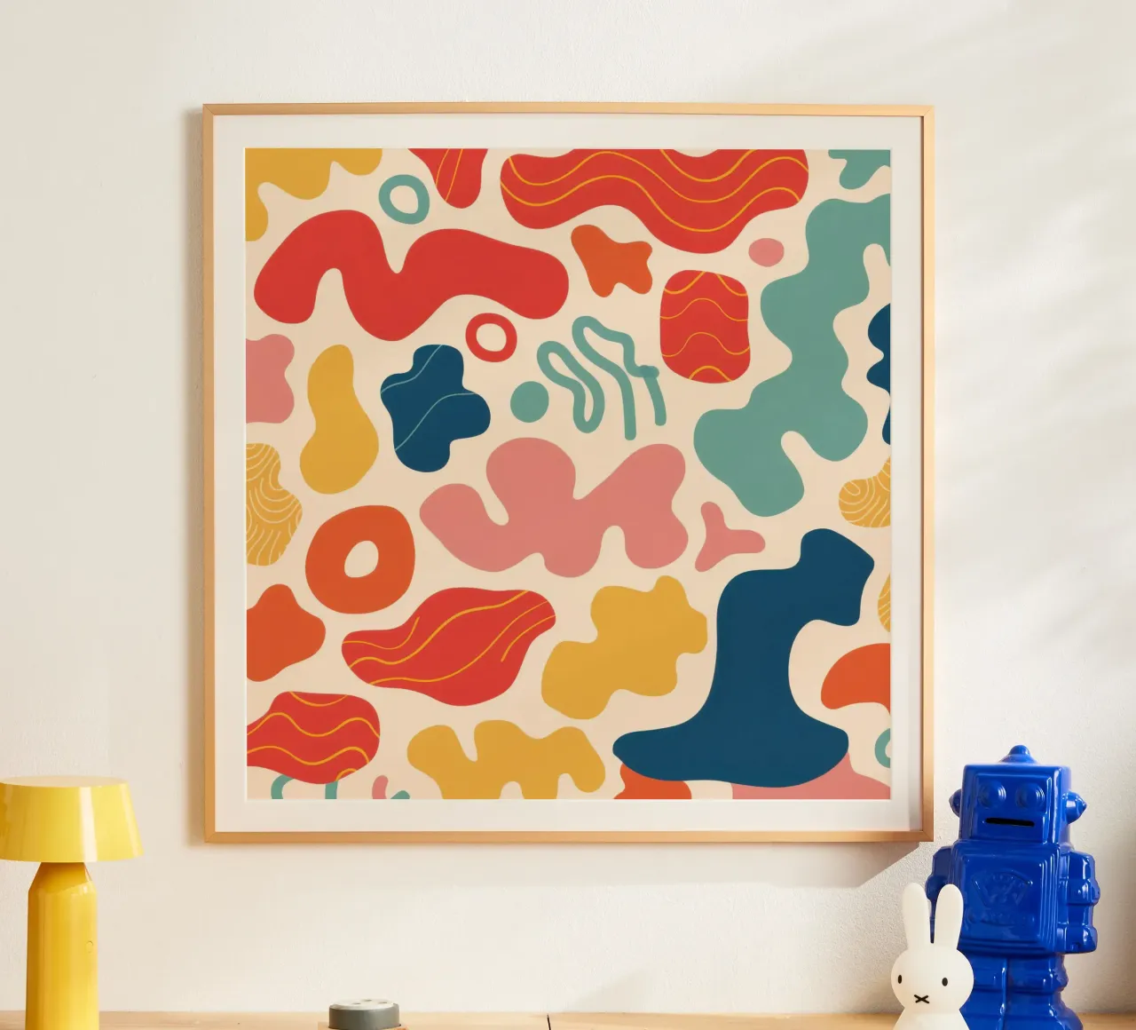 Carnevale dalle forme giocose poster con telaio in legno da Dream Gesso