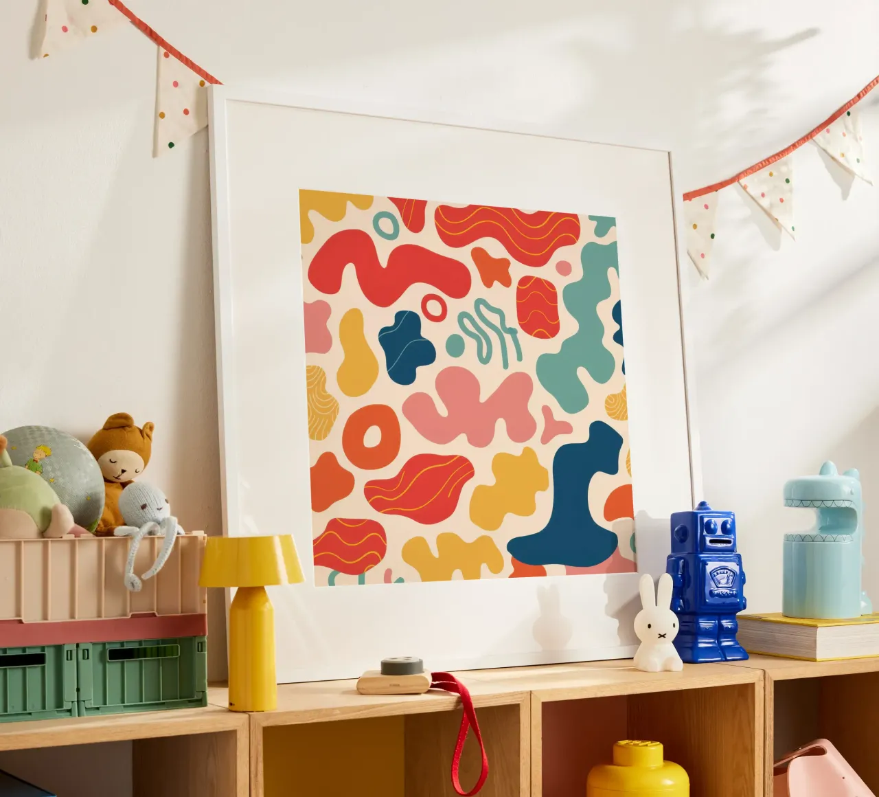 Carnevale dalle forme giocose poster con telaio in legno da Dream Gesso