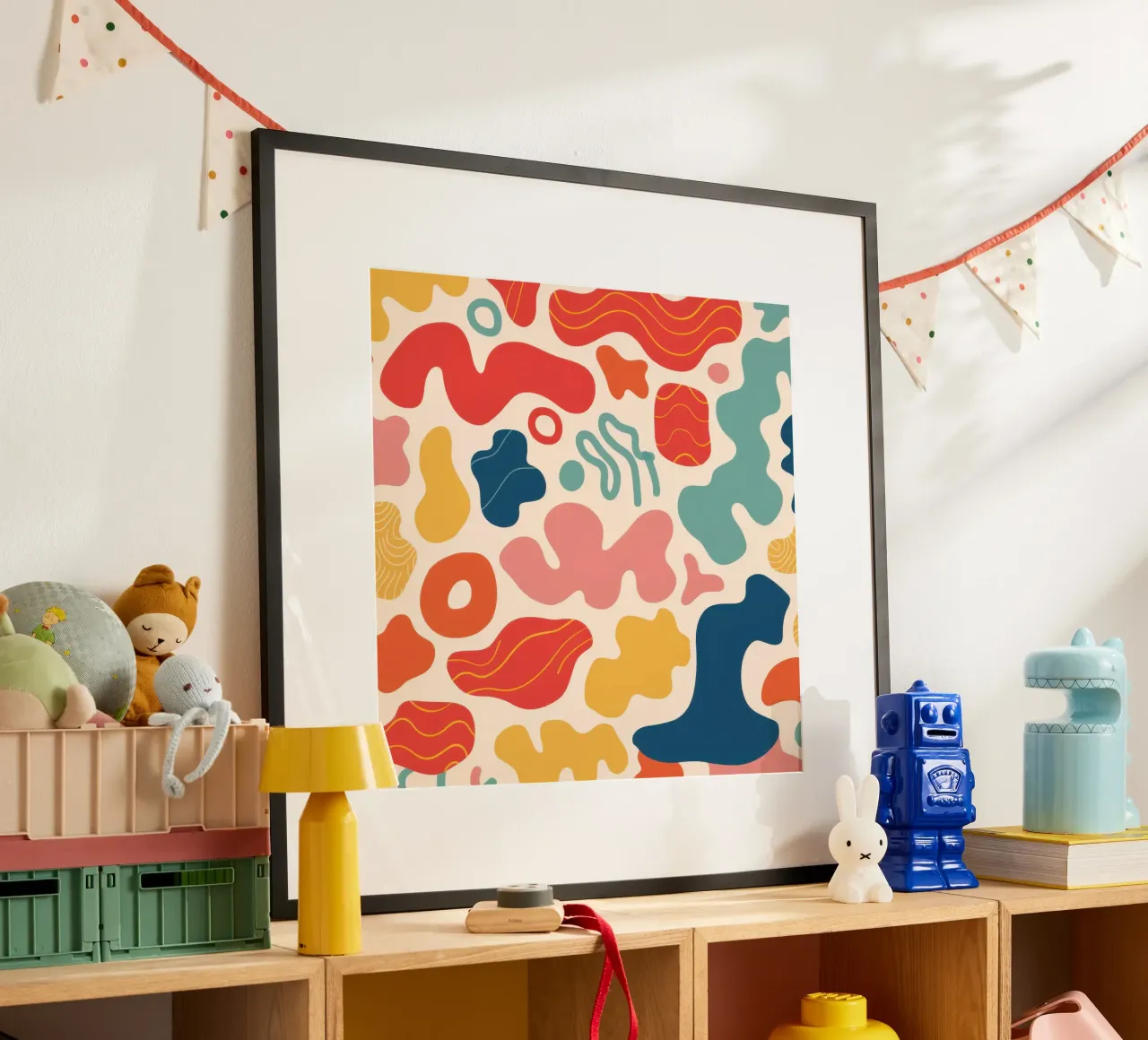 Carnevale dalle forme giocose poster con telaio in legno da Dream Gesso