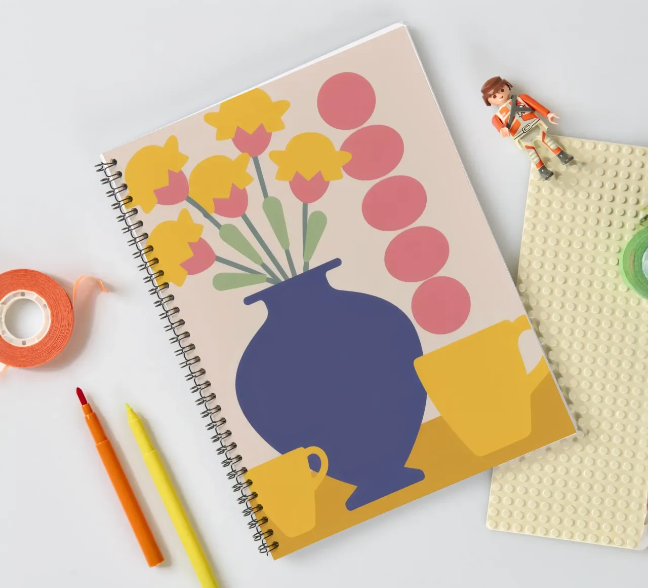 Cobalt Daffodil Still Life spiral notebook by Reds Jays