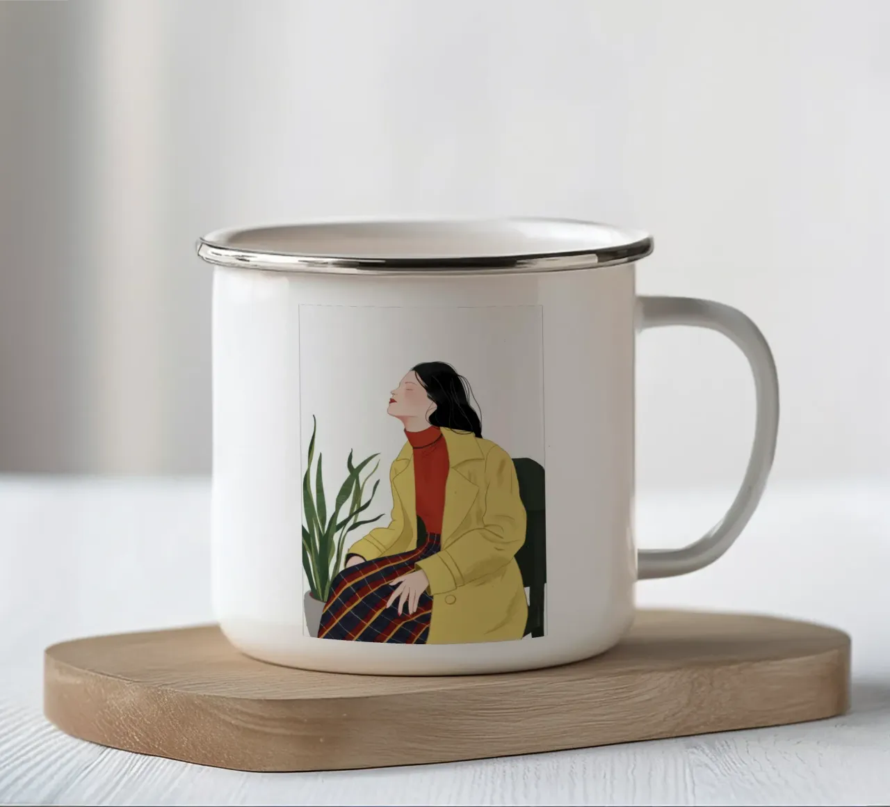 Autumnal Plaid Poise enamel mug by Giant Foxs