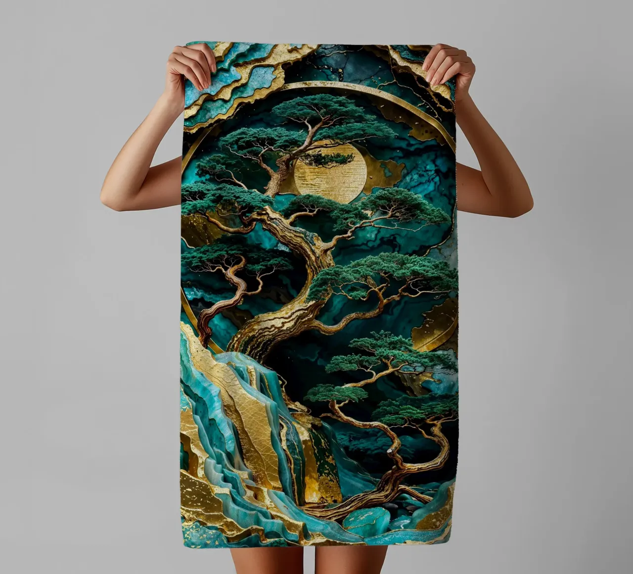 Lunar Forest Kintsugi Art asciugamano da bagno da Pixaverse