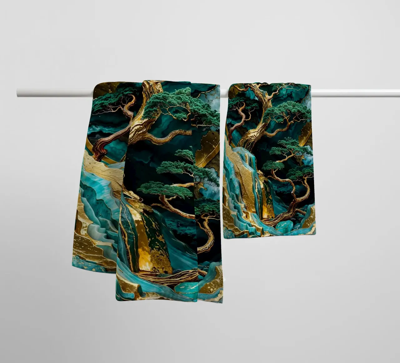 Lunar Forest Kintsugi Art asciugamano da bagno da Pixaverse