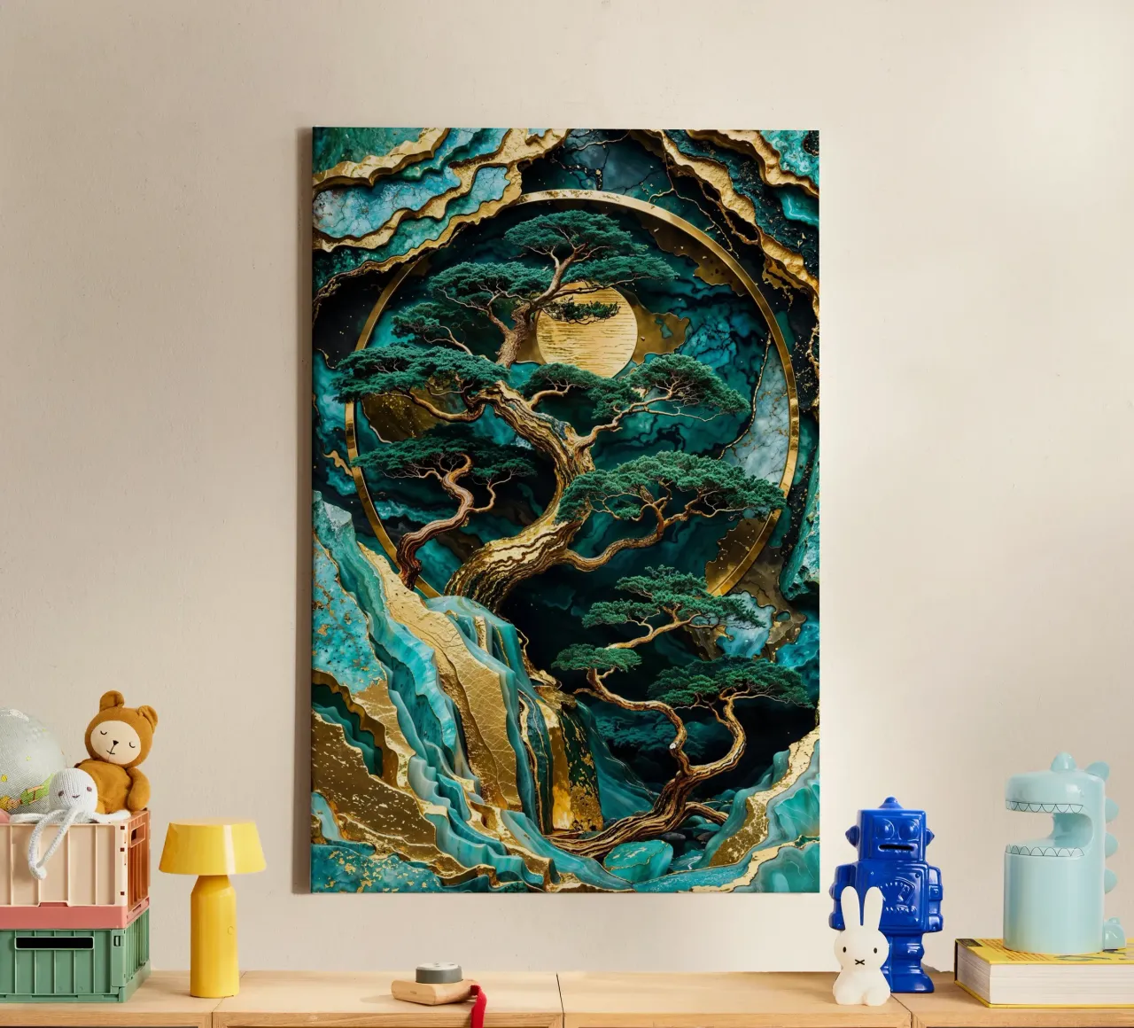 Lunar Forest Kintsugi Art canvas by Pixaverse