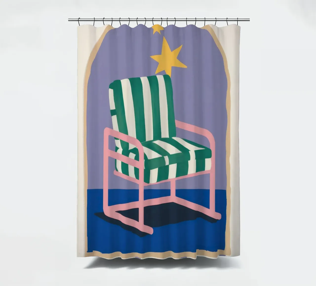 Sedile a strisce celesti tenda da doccia da Dream Gesso