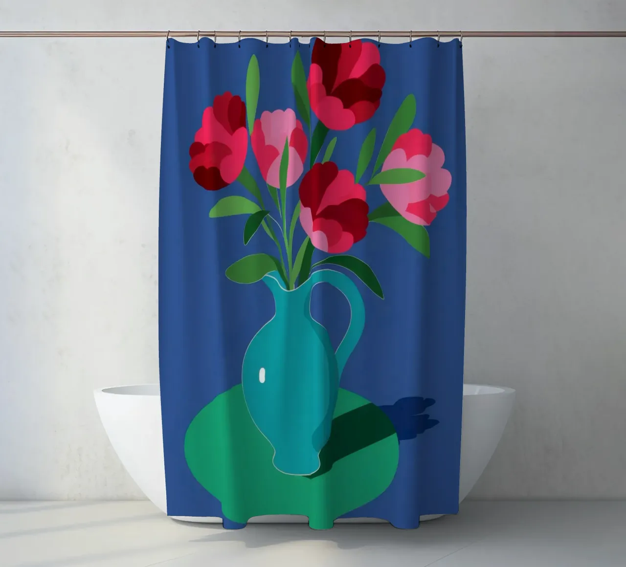 Cobalt Floral Burst Duschvorhang von Giant Foxs