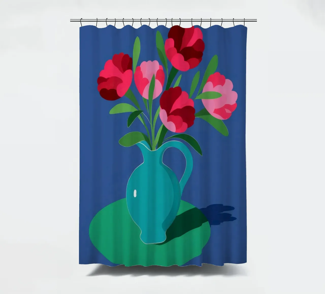 Cobalt Floral Burst Duschvorhang von Giant Foxs