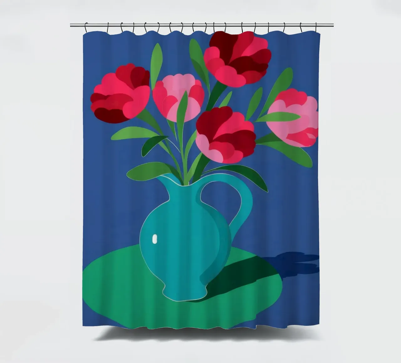 Cobalt Floral Burst Duschvorhang von Giant Foxs