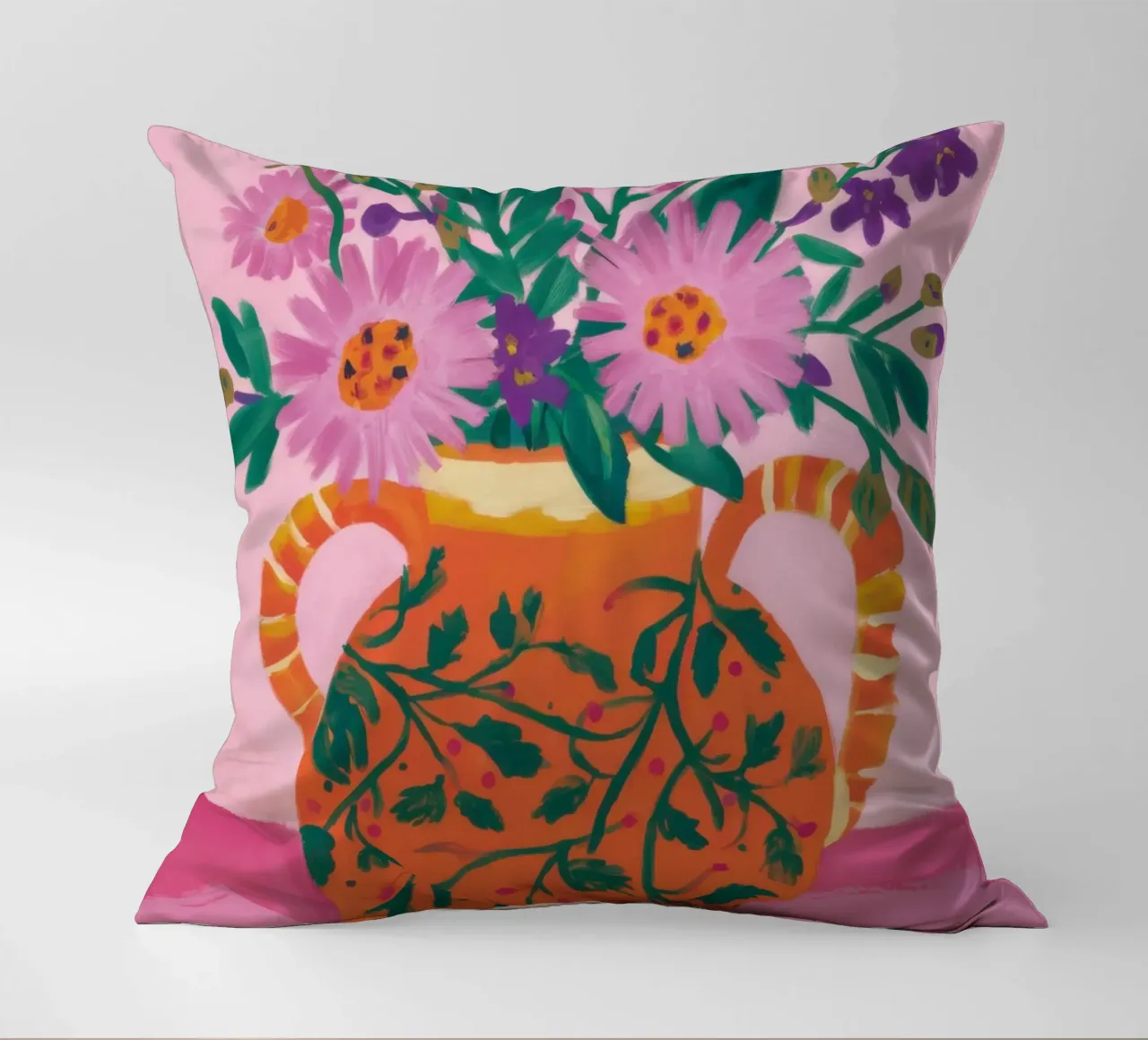 Citrus Cosmic Blooms decorative cushion by Dream Gesso