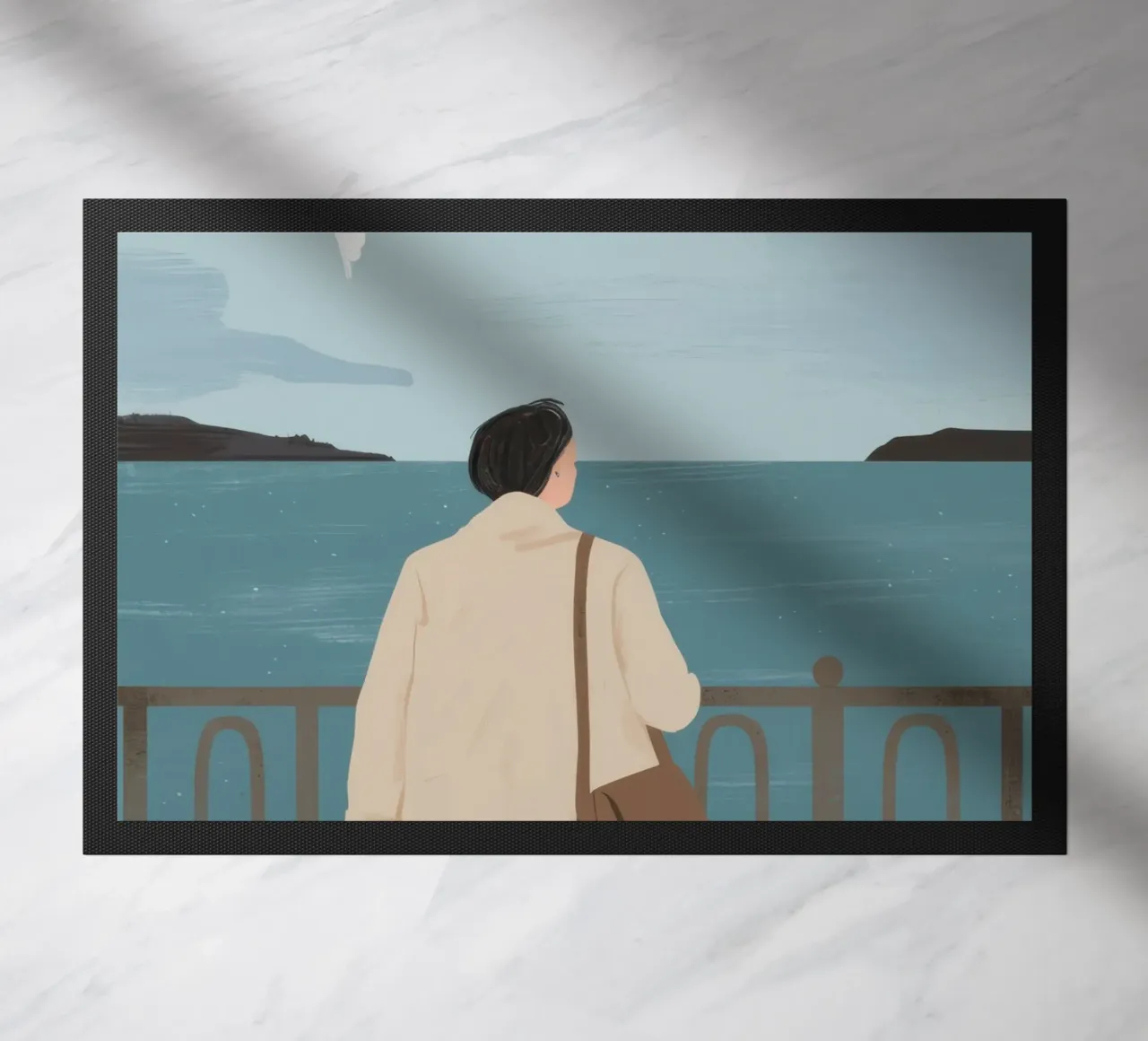 Coastal Fog Contemplation doormat by Giant Foxs