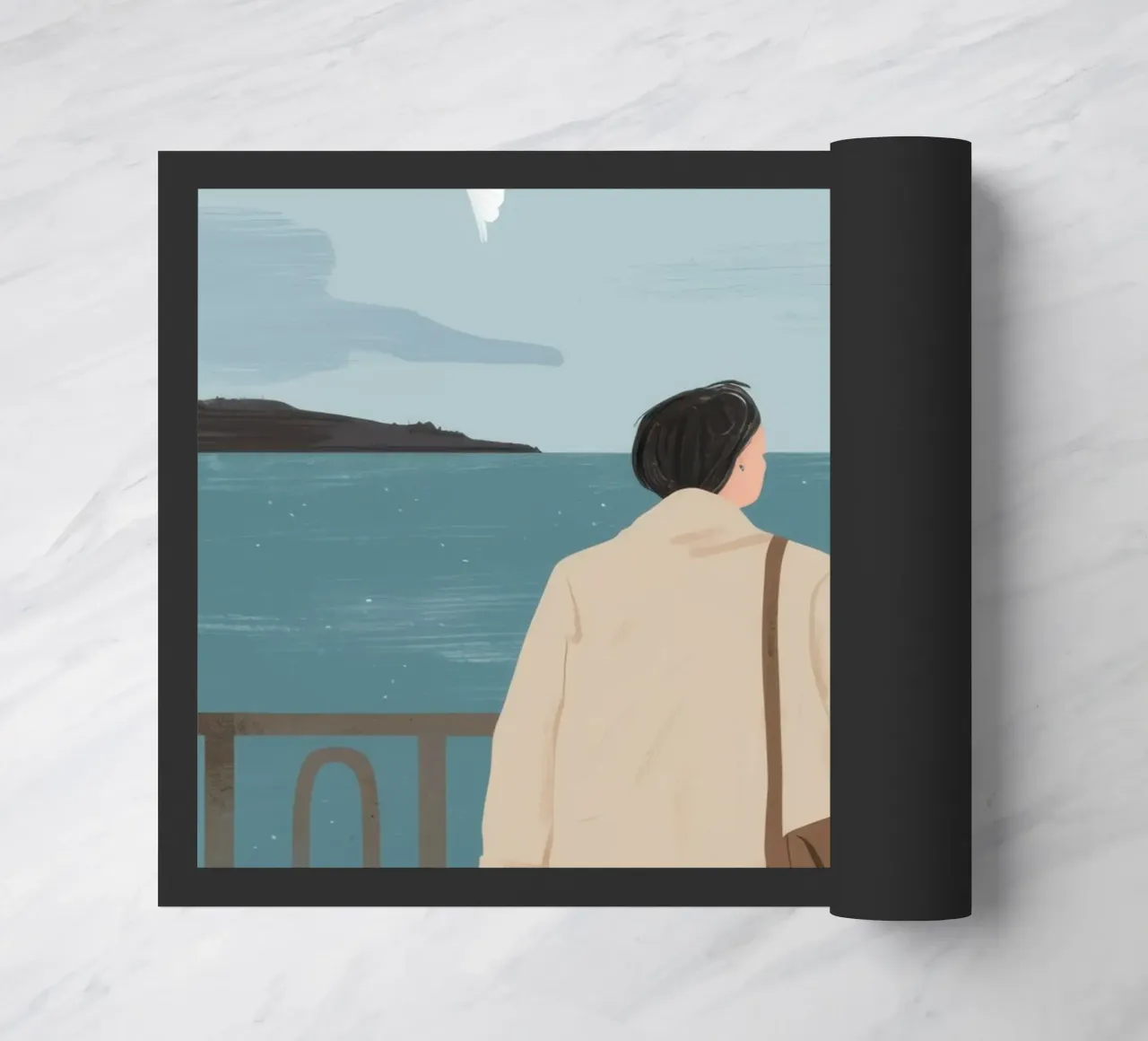 Coastal Fog Contemplation doormat by Giant Foxs