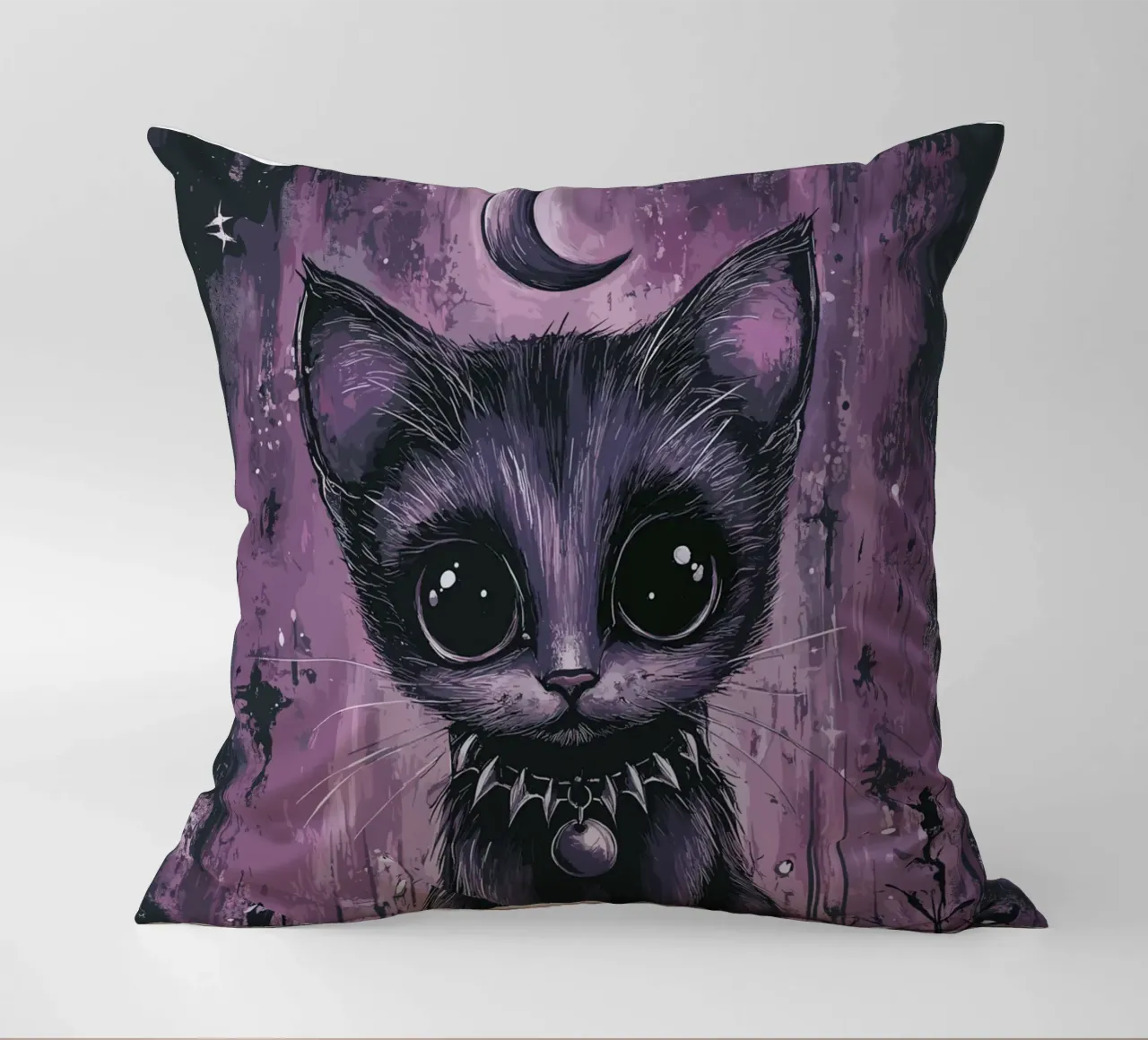 Gatto gotico dall'aspetto mistico cuscino da pixelbull - medieval art and more