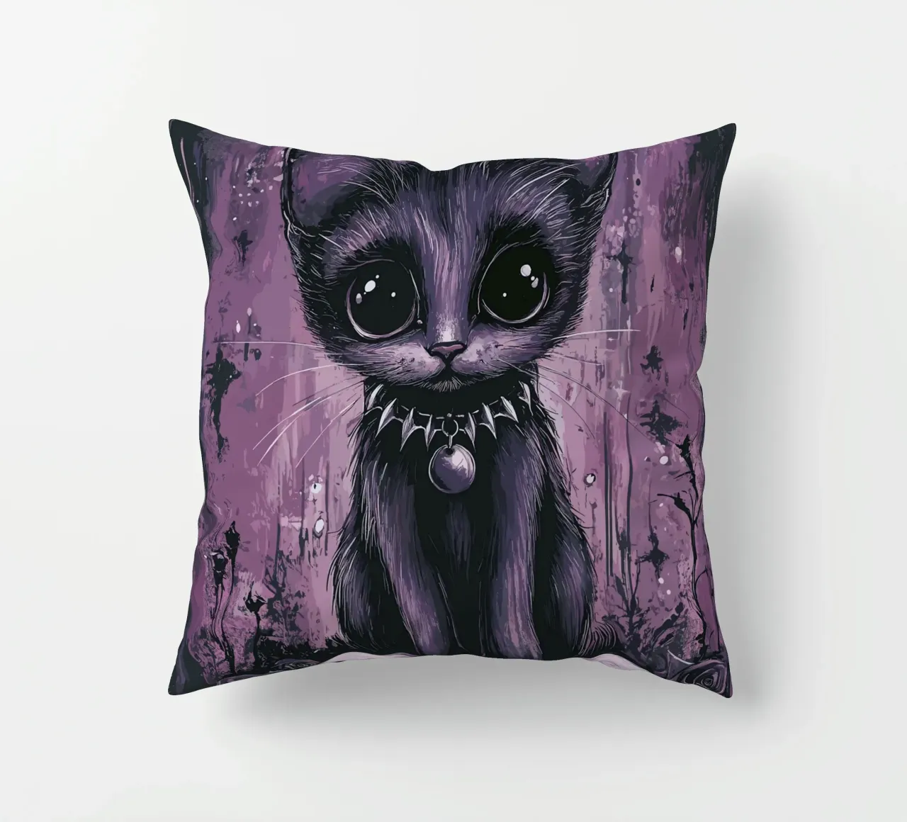 Gatto gotico dall'aspetto mistico cuscino da pixelbull - medieval art and more
