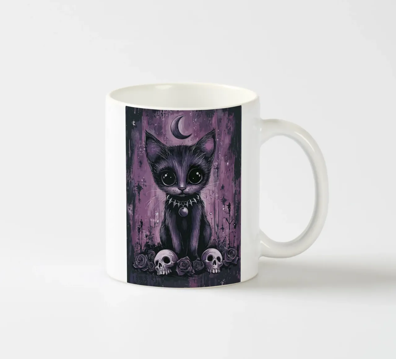 Gatto gotico dall'aspetto mistico tazza in ceramica da pixelbull - medieval art and more