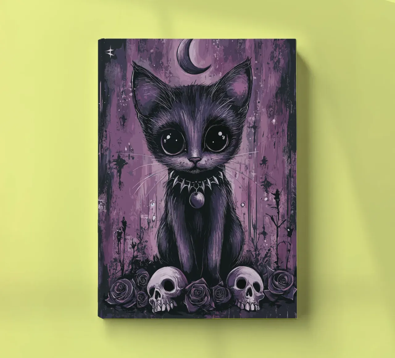 Gothic cat with a mystical look notebook by pixelbull - medieval art and more