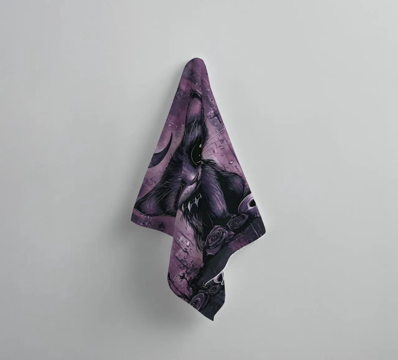Gothic cat with a mystical look towel by pixelbull - medieval art and more