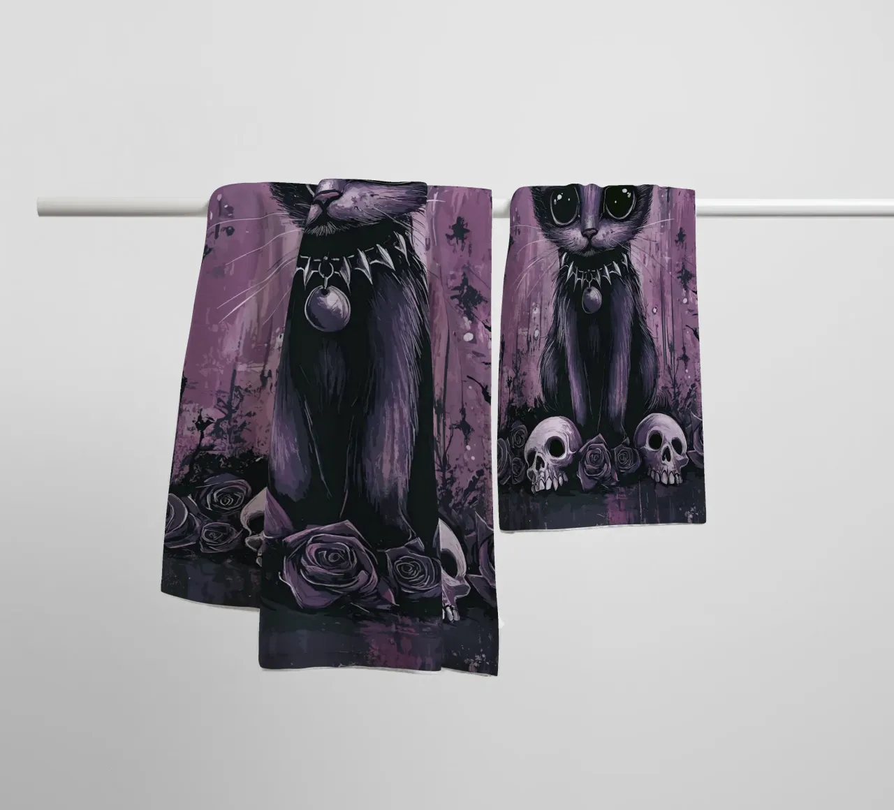 Gothic cat with a mystical look towel by pixelbull - medieval art and more