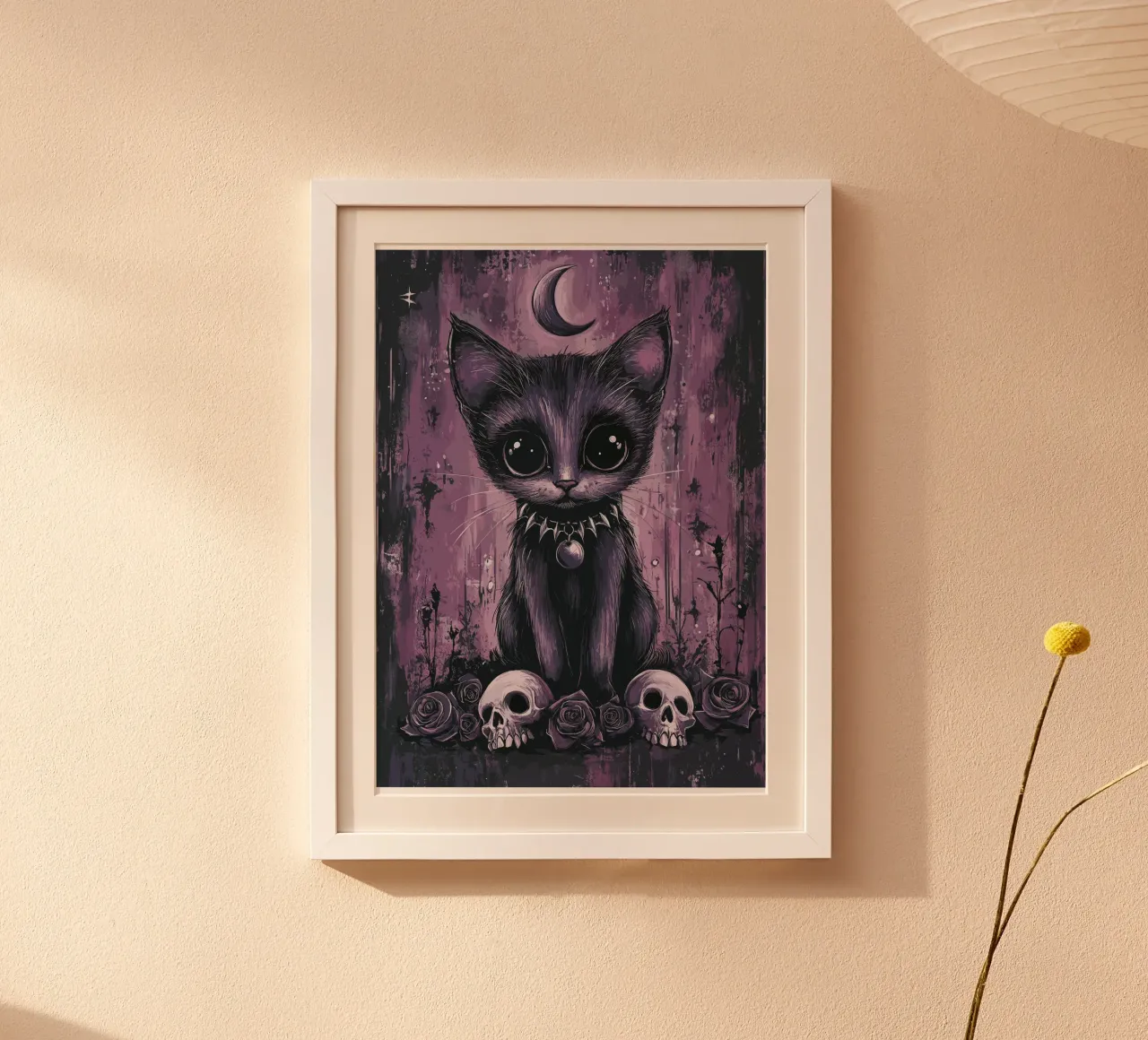 Gatto gotico dall'aspetto mistico poster con telaio in alluminio da pixelbull - medieval art and more