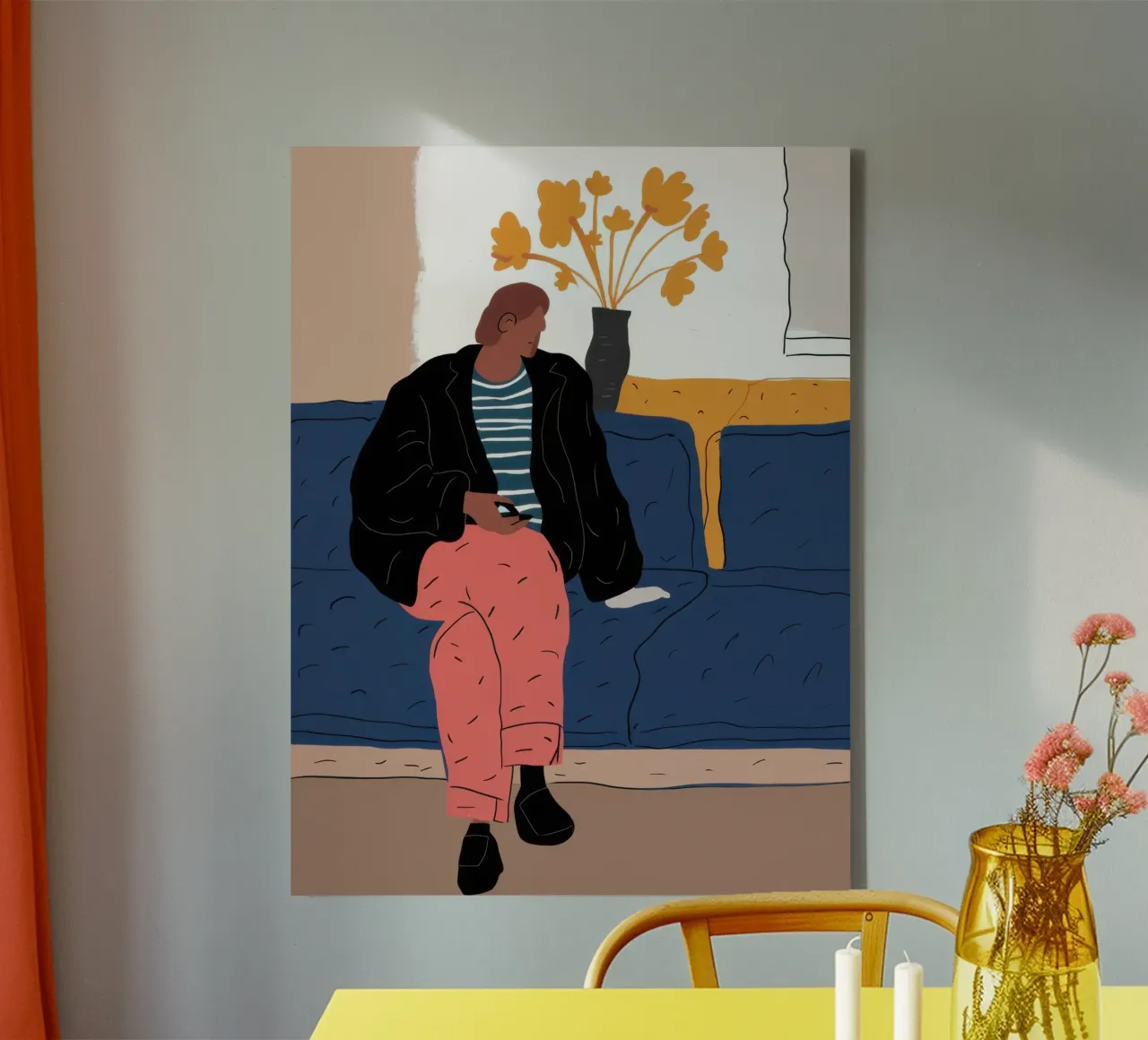 Cerulean Sofa Contemplation canvas by Reds Jays