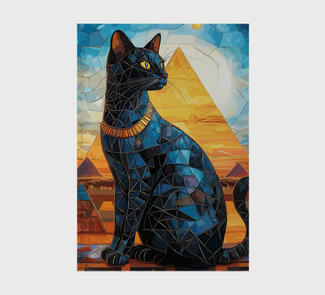 Egyptian cat goddess in mosaic style notebook by pixelbull - medieval art and more