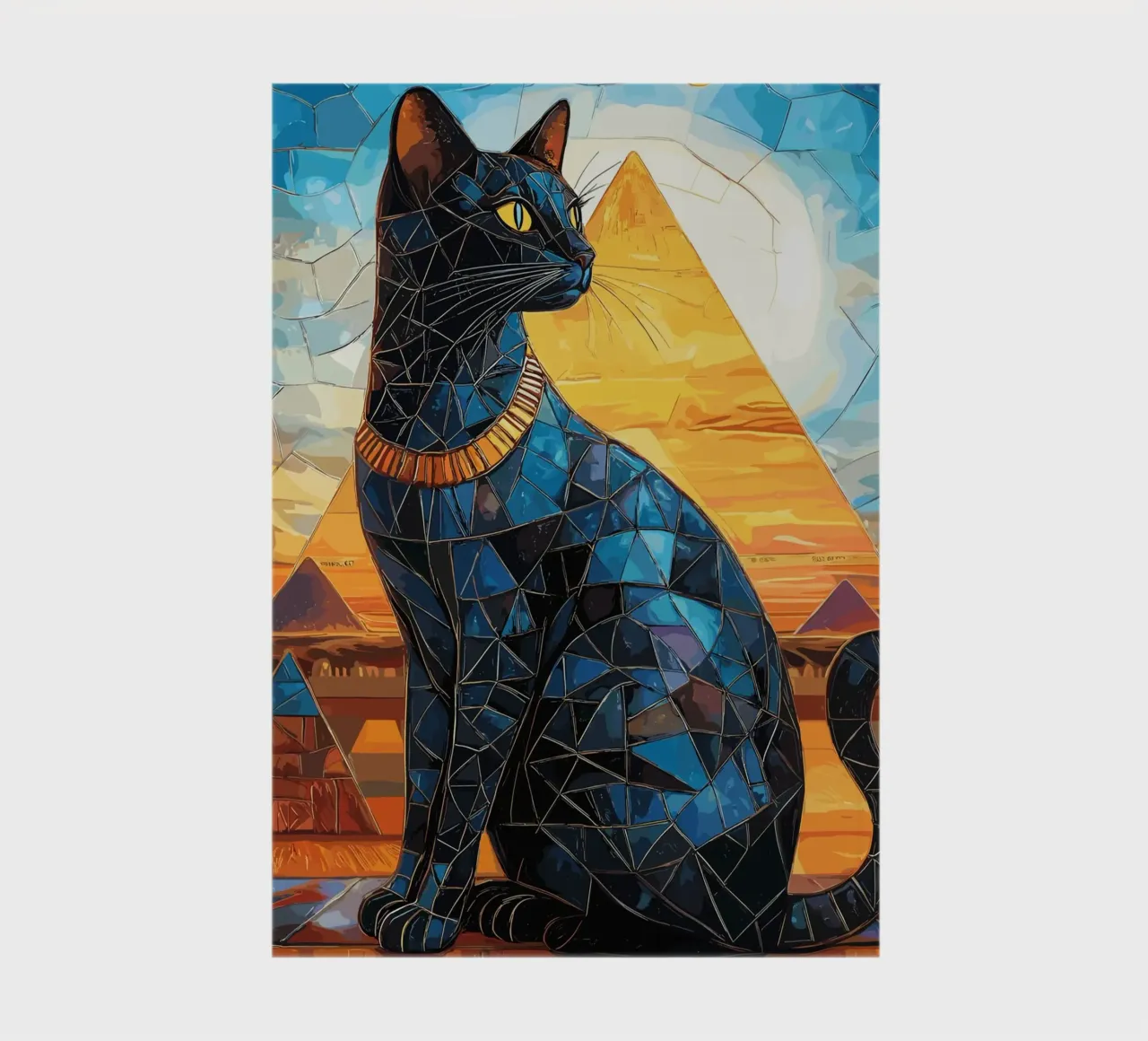 Egyptian cat goddess in mosaic style notebook by pixelbull - medieval art and more
