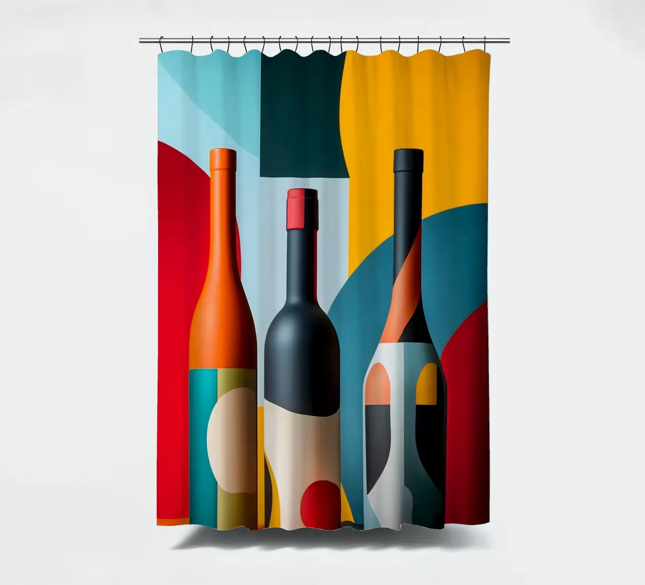 Abstract bottles in bold colours shower curtain by pixelbull - medieval art and more