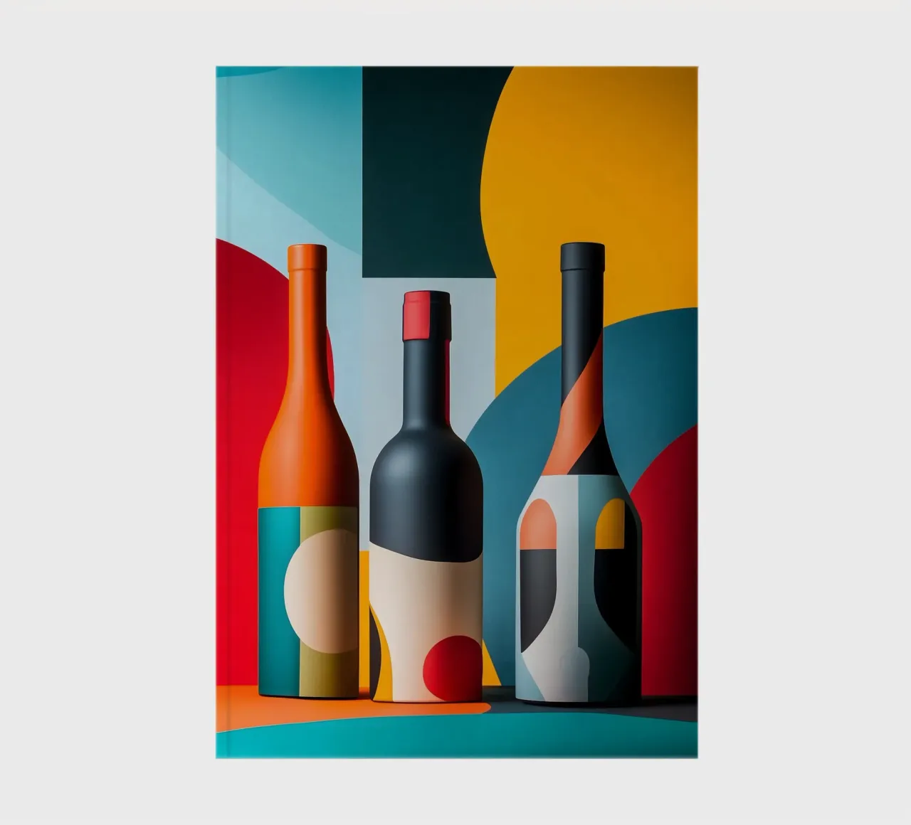 Abstract bottles in bold colours notebook by pixelbull - medieval art and more