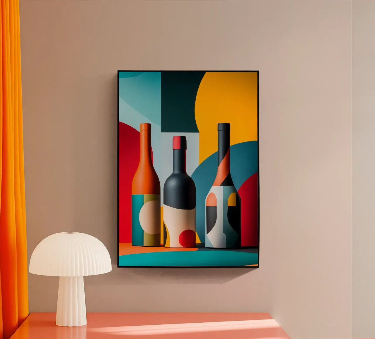 Botellas abstractas de colores vivos metacrilato de pixelbull - medieval art and more
