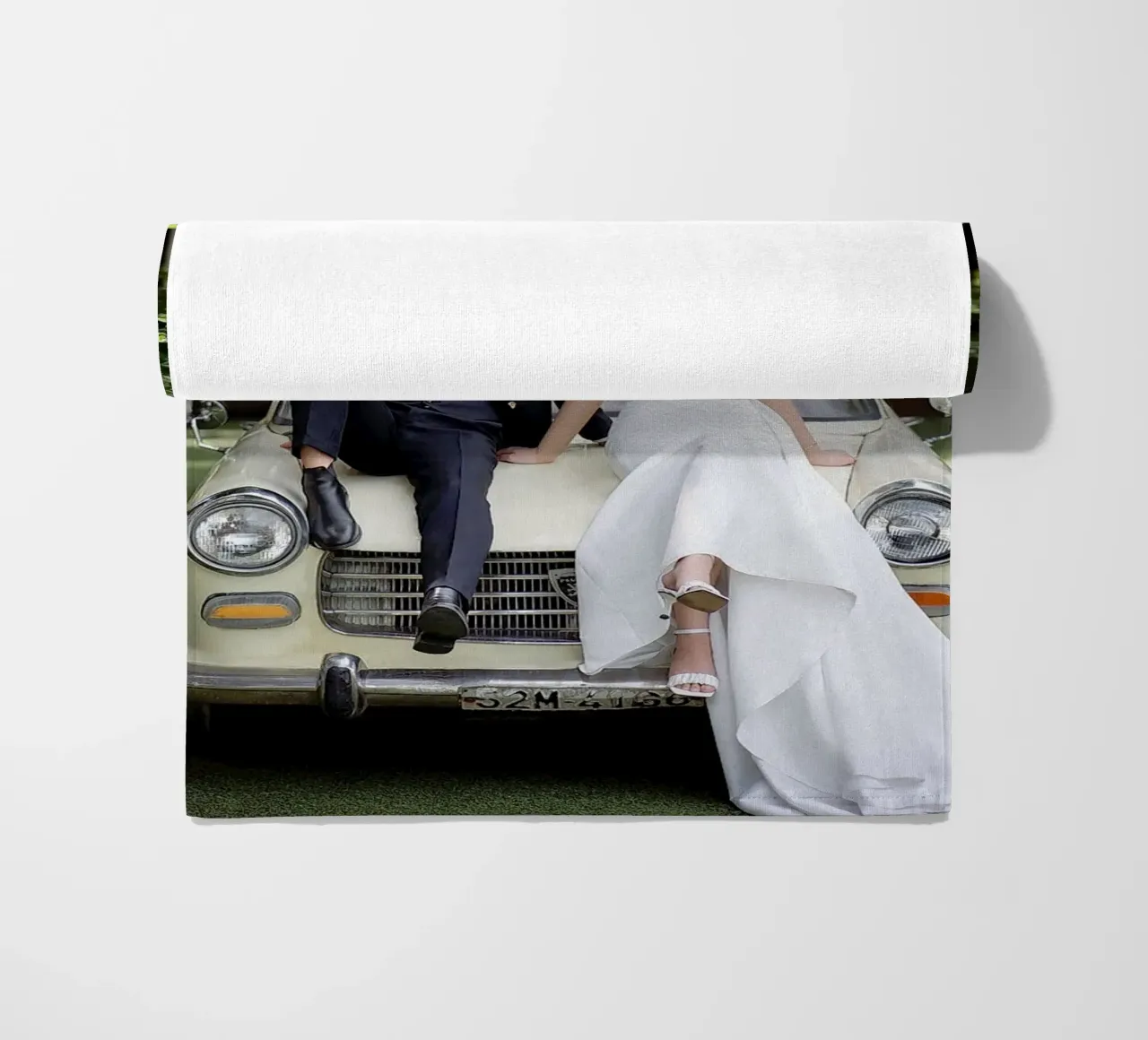 Printed Photo Wedding Welcome Sign Personalized beach towel by Custom4U