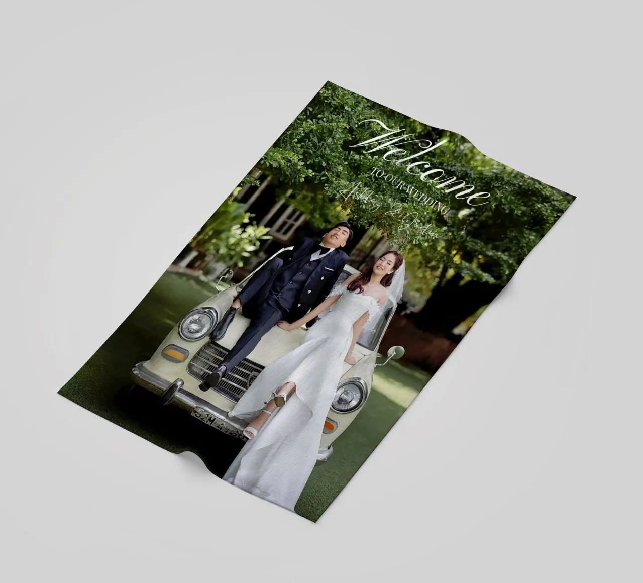 Printed Photo Wedding Welcome Sign Personalized beach towel by Custom4U