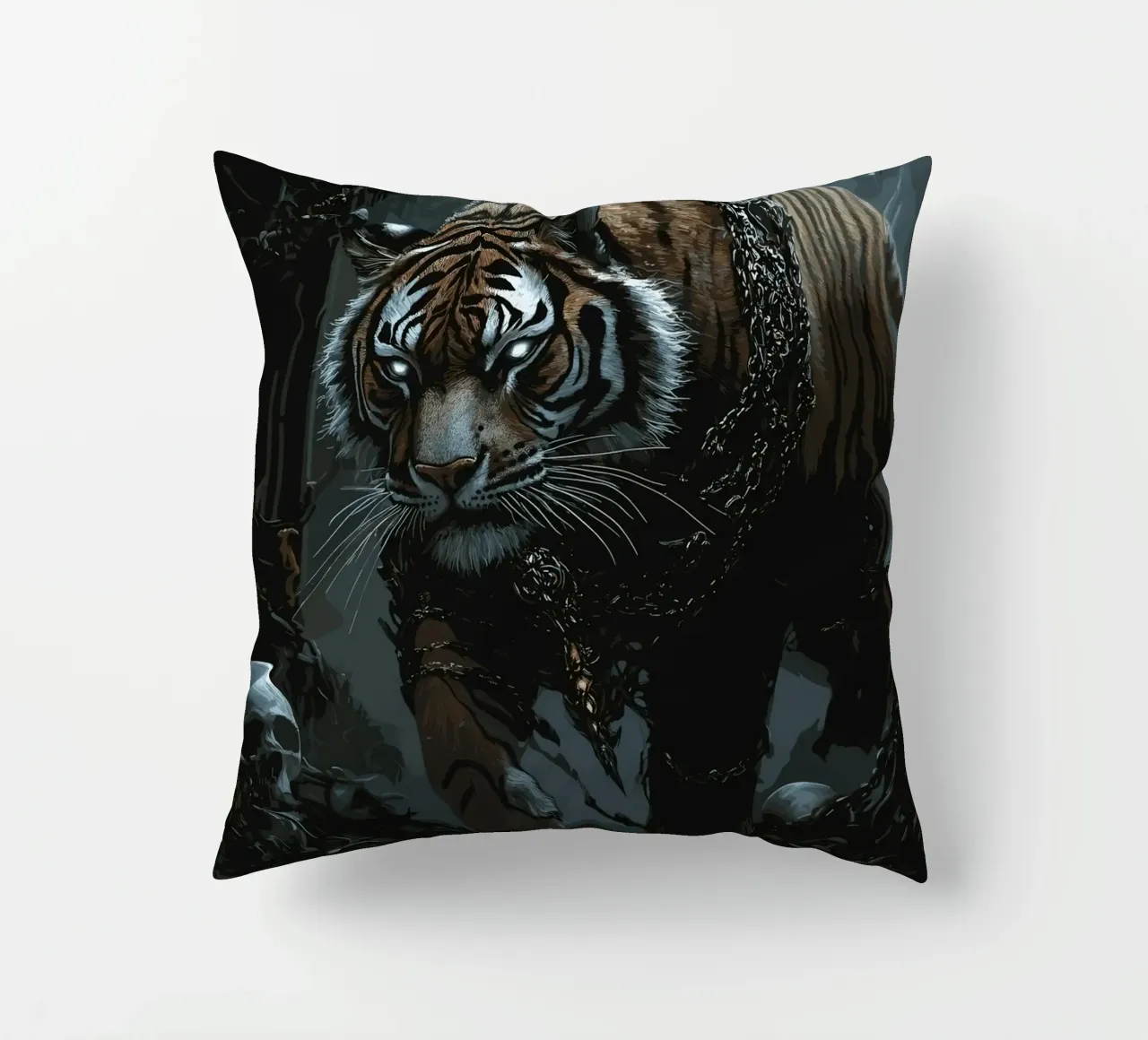 Tigre in una rovina buia con catene cuscino da pixelbull - medieval art and more